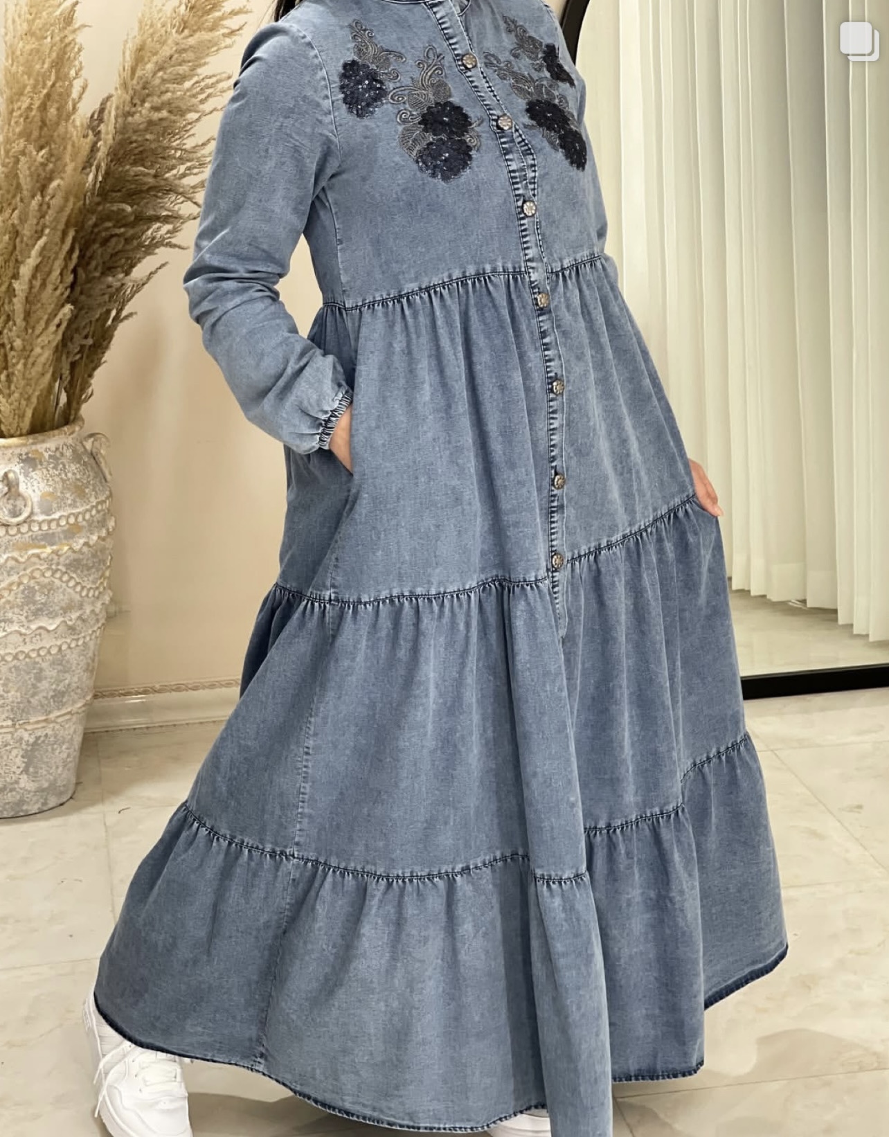 پیراهن جین گلدوزی طرح سانرا