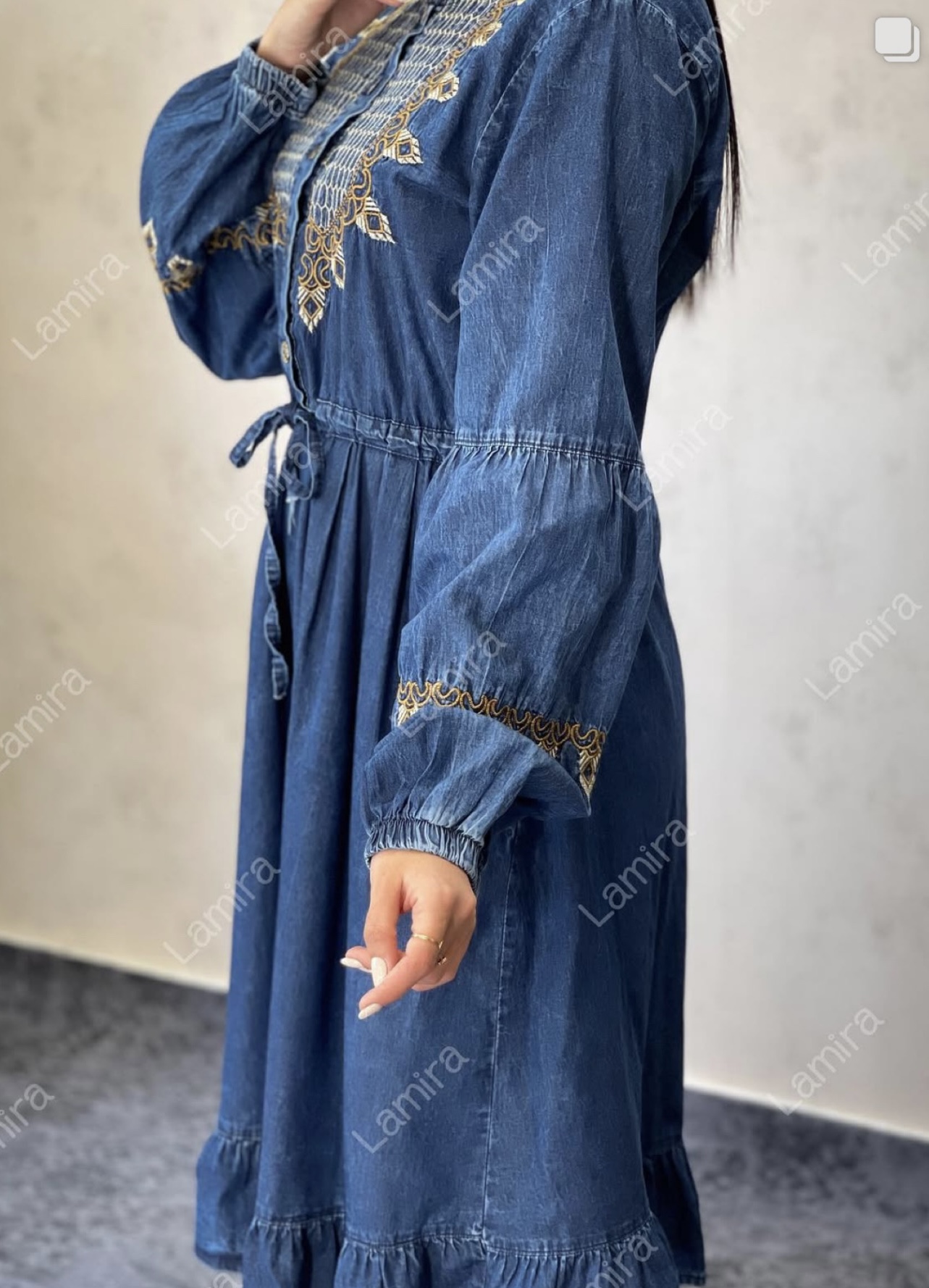 پیراهن کوتاه جین گلدوزی