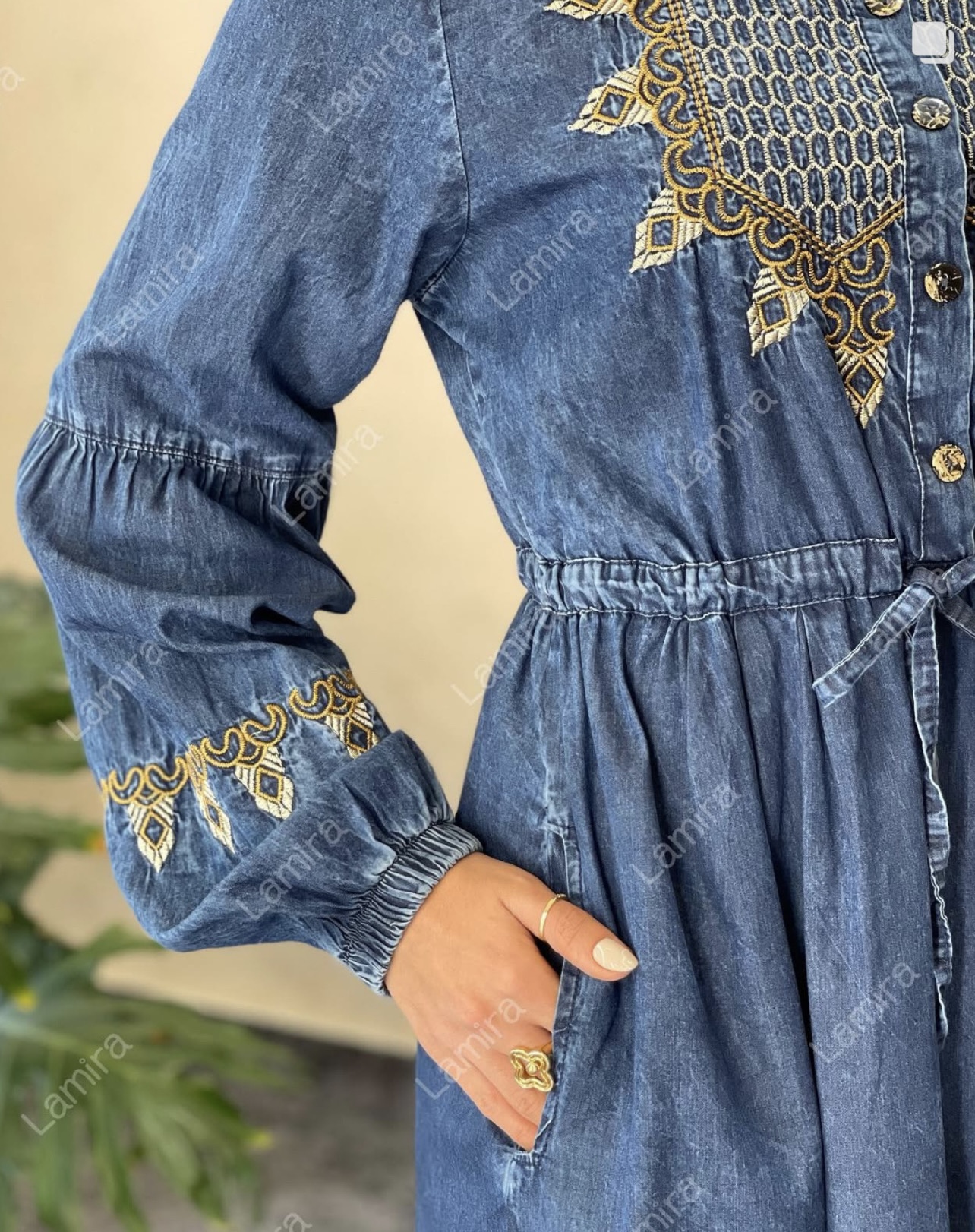 پیراهن کوتاه جین گلدوزی