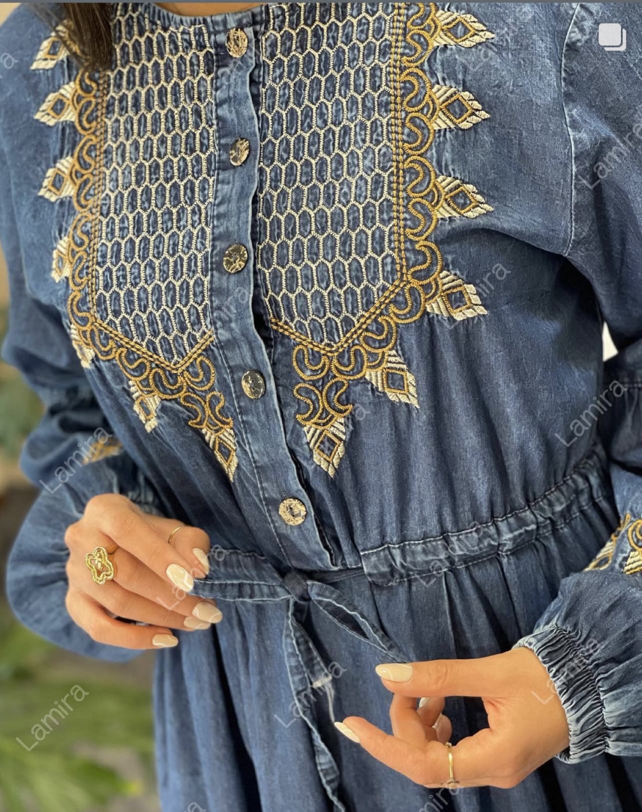 پیراهن کوتاه جین گلدوزی