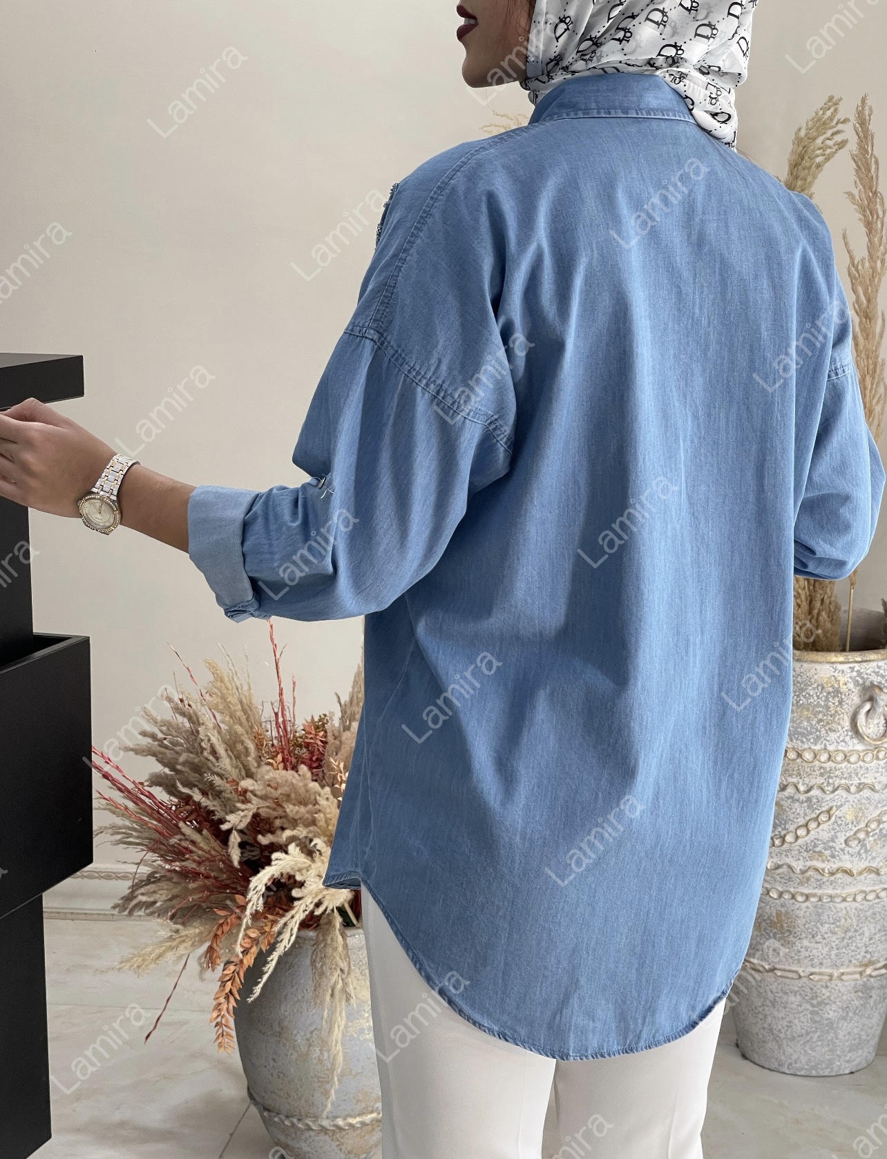 شومیز مانتویی جین طرح پینکا