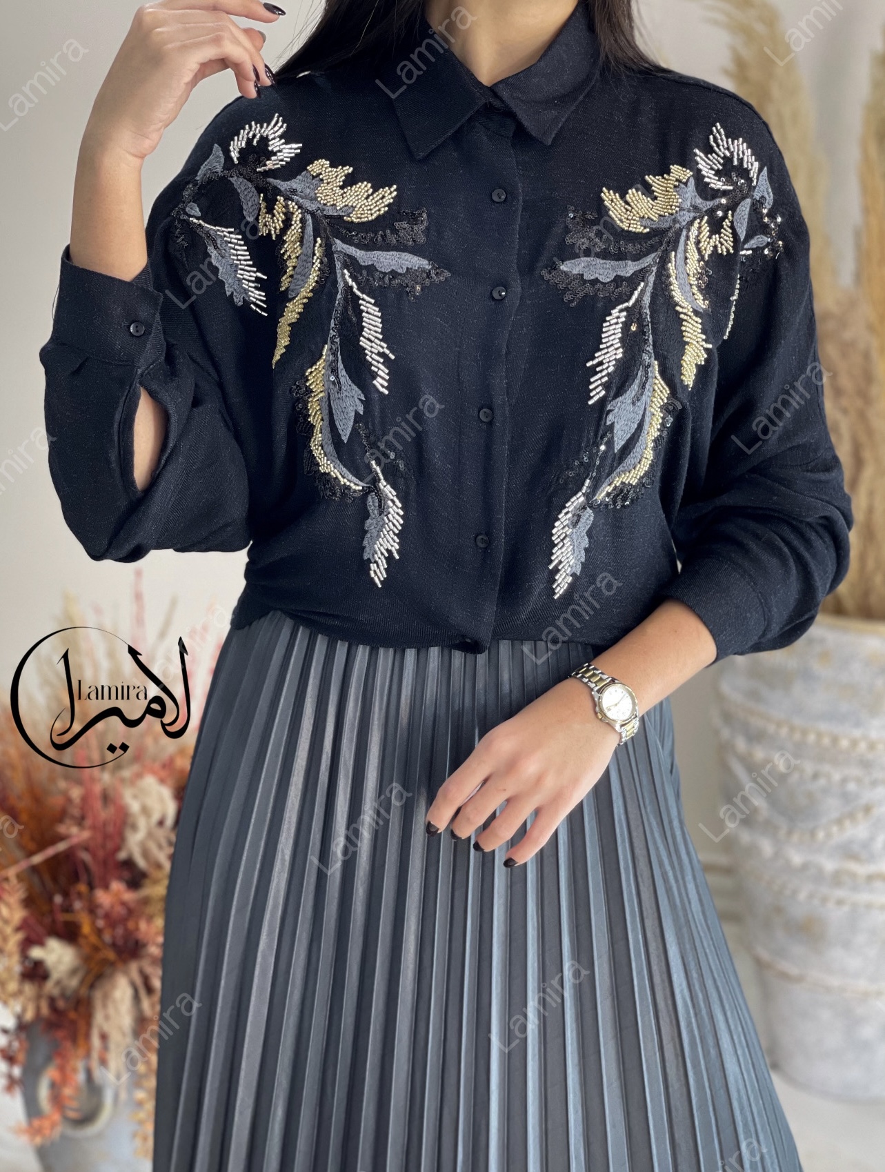 شومیز مانتویی مجلسی طرح برگینه