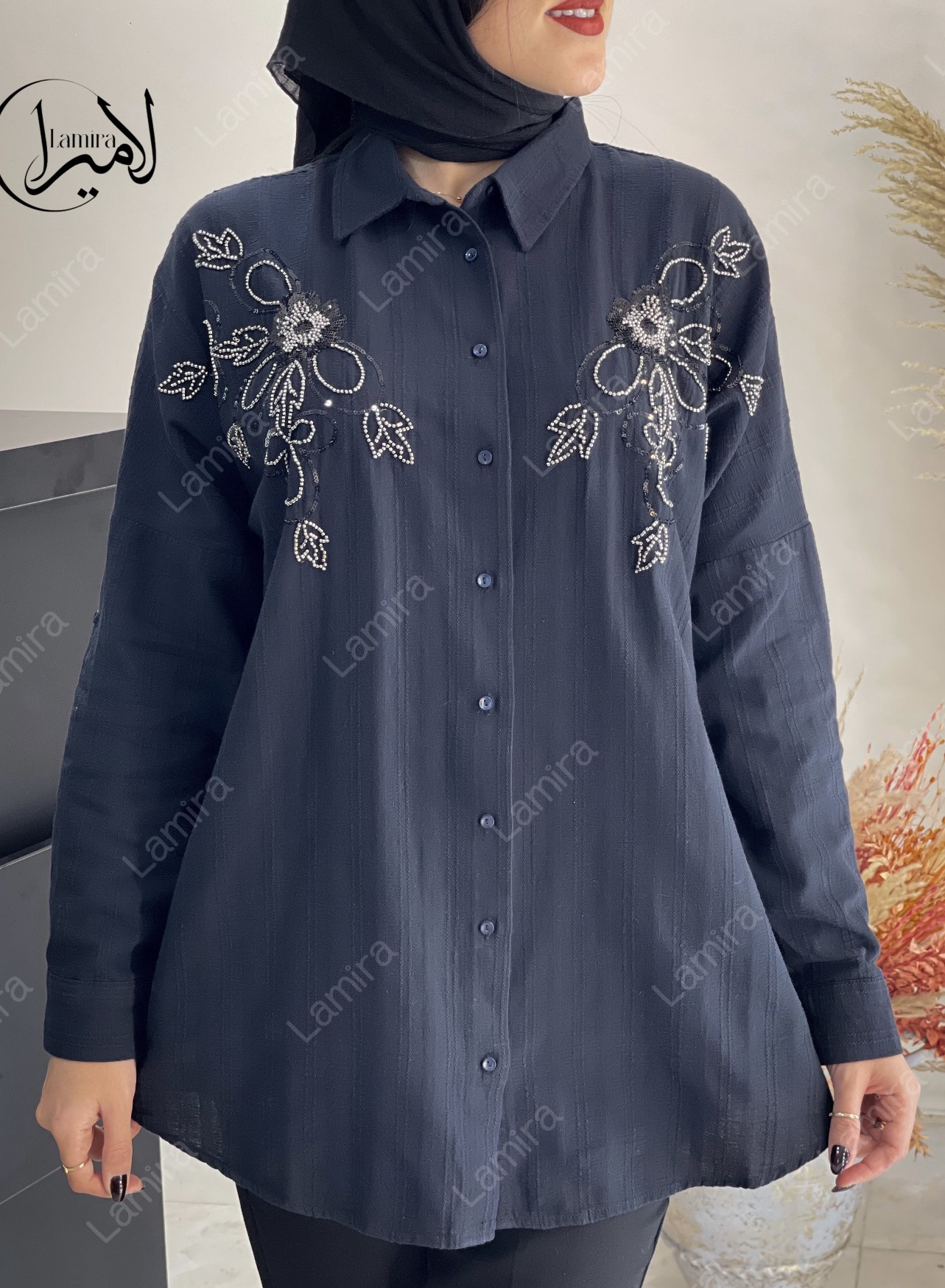 شومیز مجلسی مانتویی طرح اقاقیا