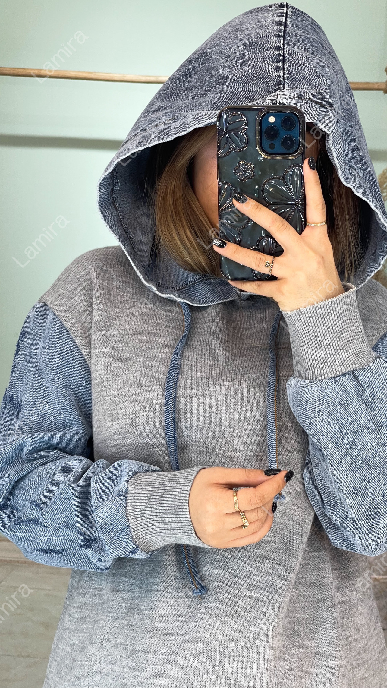 ست بافت کلاهدار جین ترکیبی