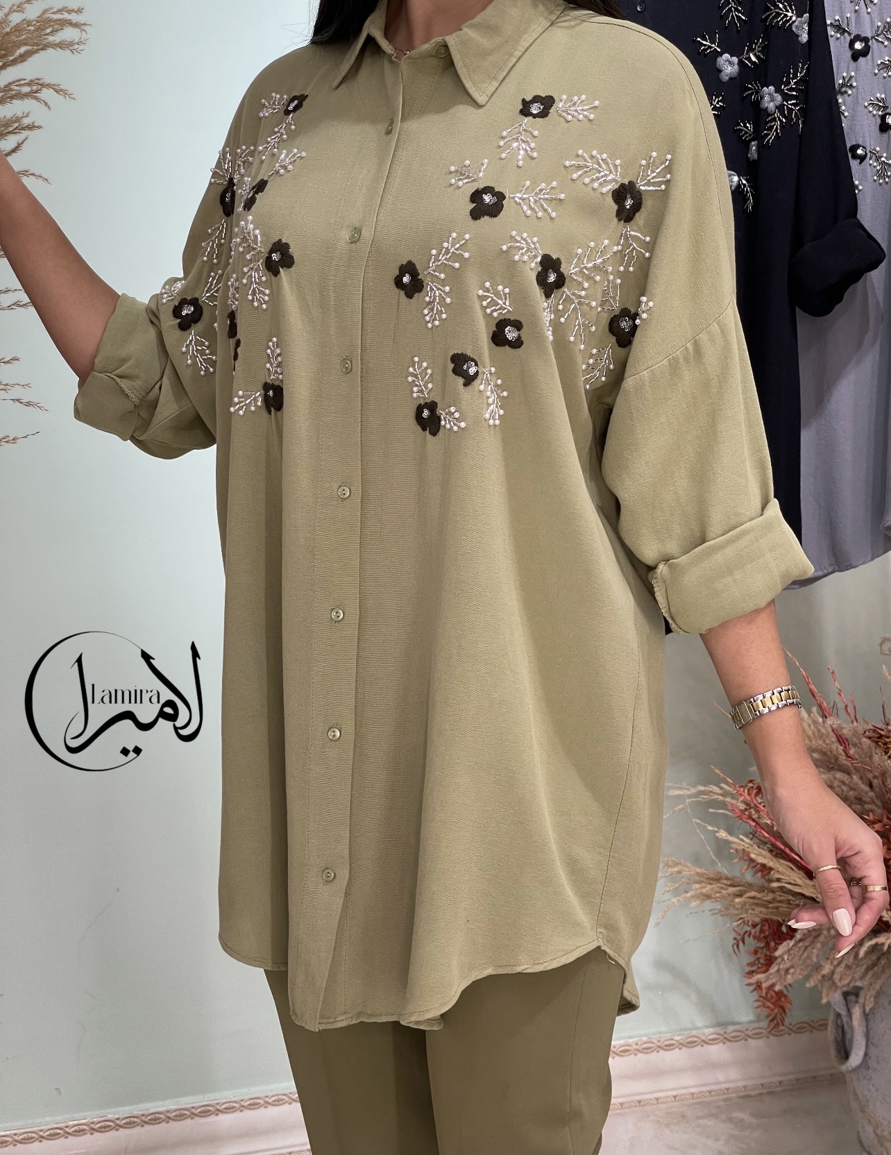 شومیز مجلسی مانتویی کار شده طرح میرال