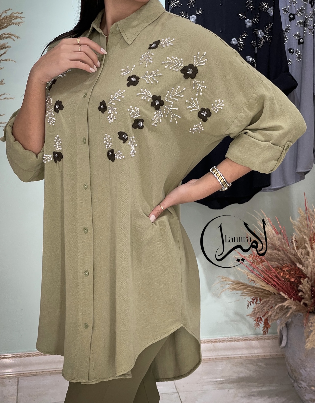 شومیز مجلسی مانتویی کار شده طرح میرال