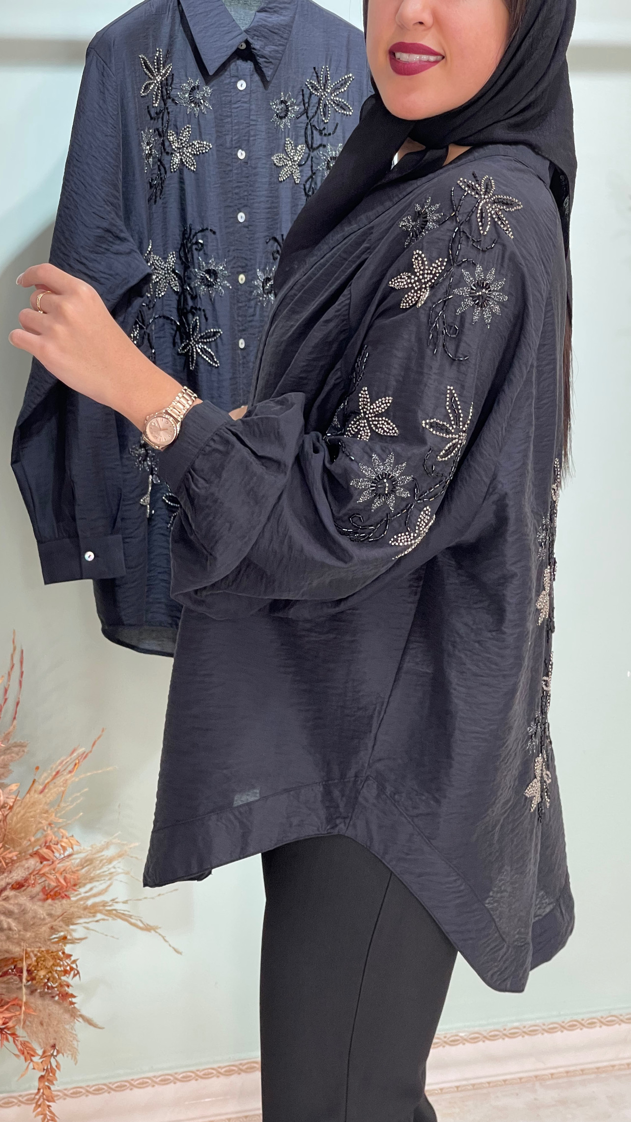 رویه مانتویی مجلسی طرح لوتوس