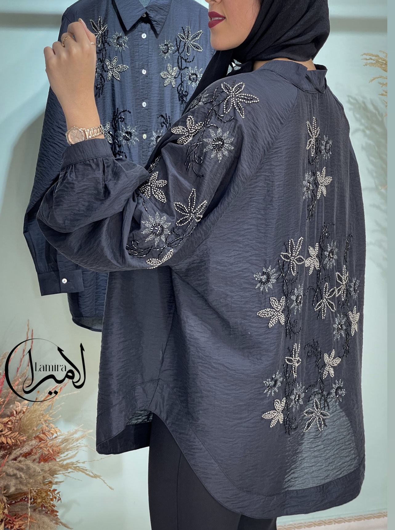 رویه مانتویی مجلسی طرح لوتوس