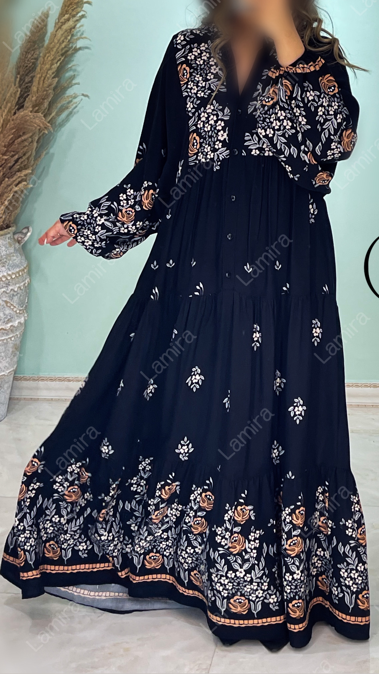 پیراهن نخی ساحلی طرح گلریز