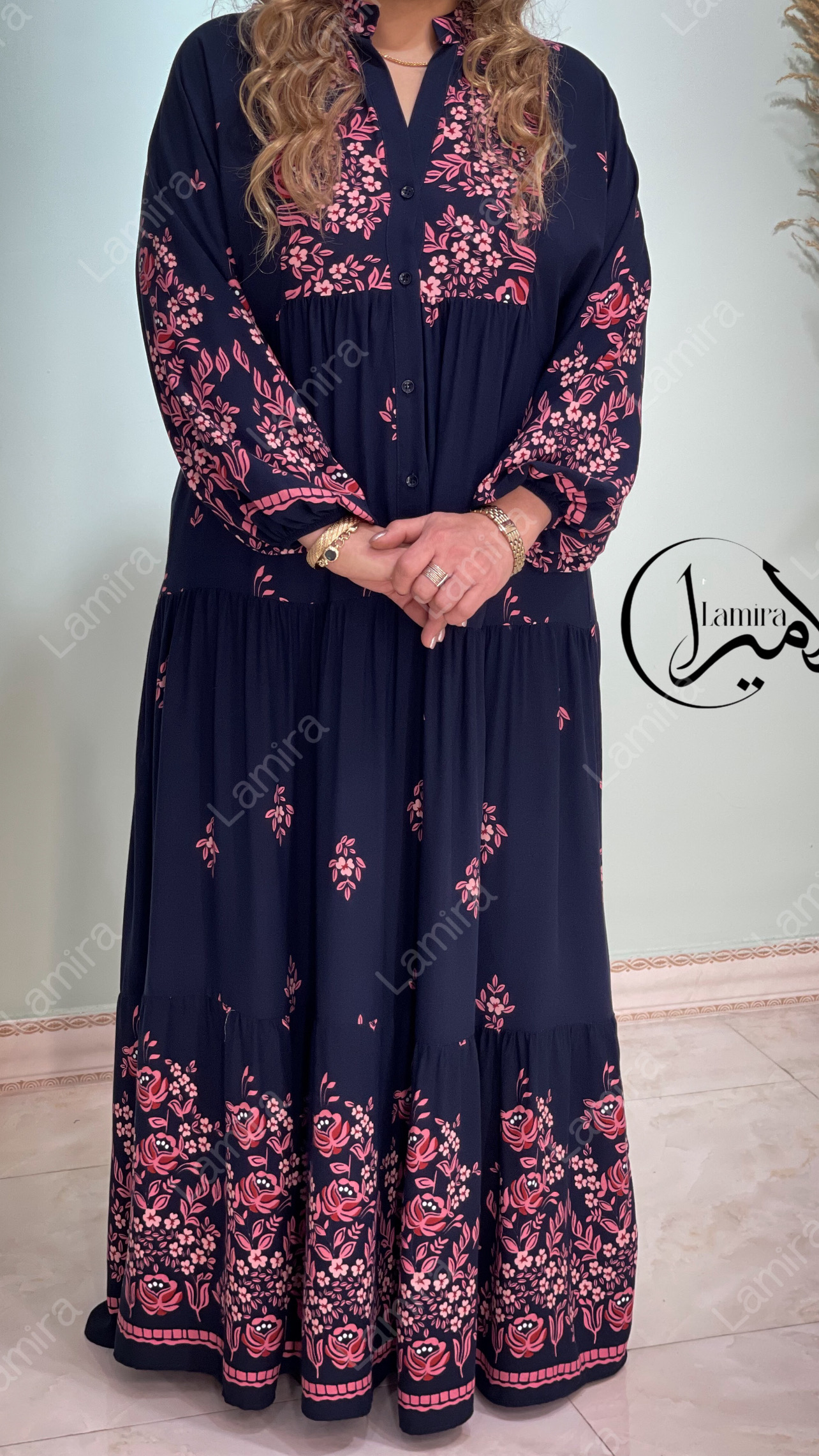 پیراهن نخی ساحلی طرح گلریز