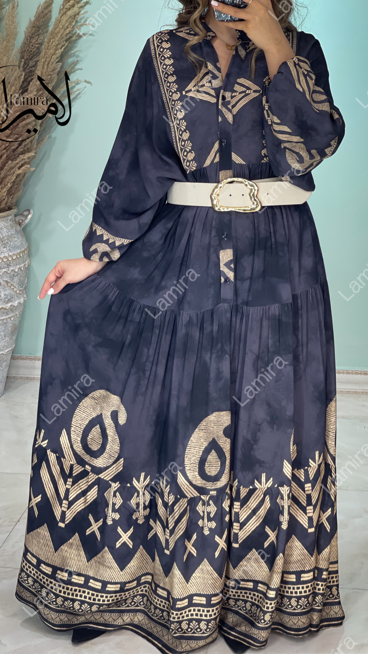 پیراهن نخی ساحلی طرح لاریسا
