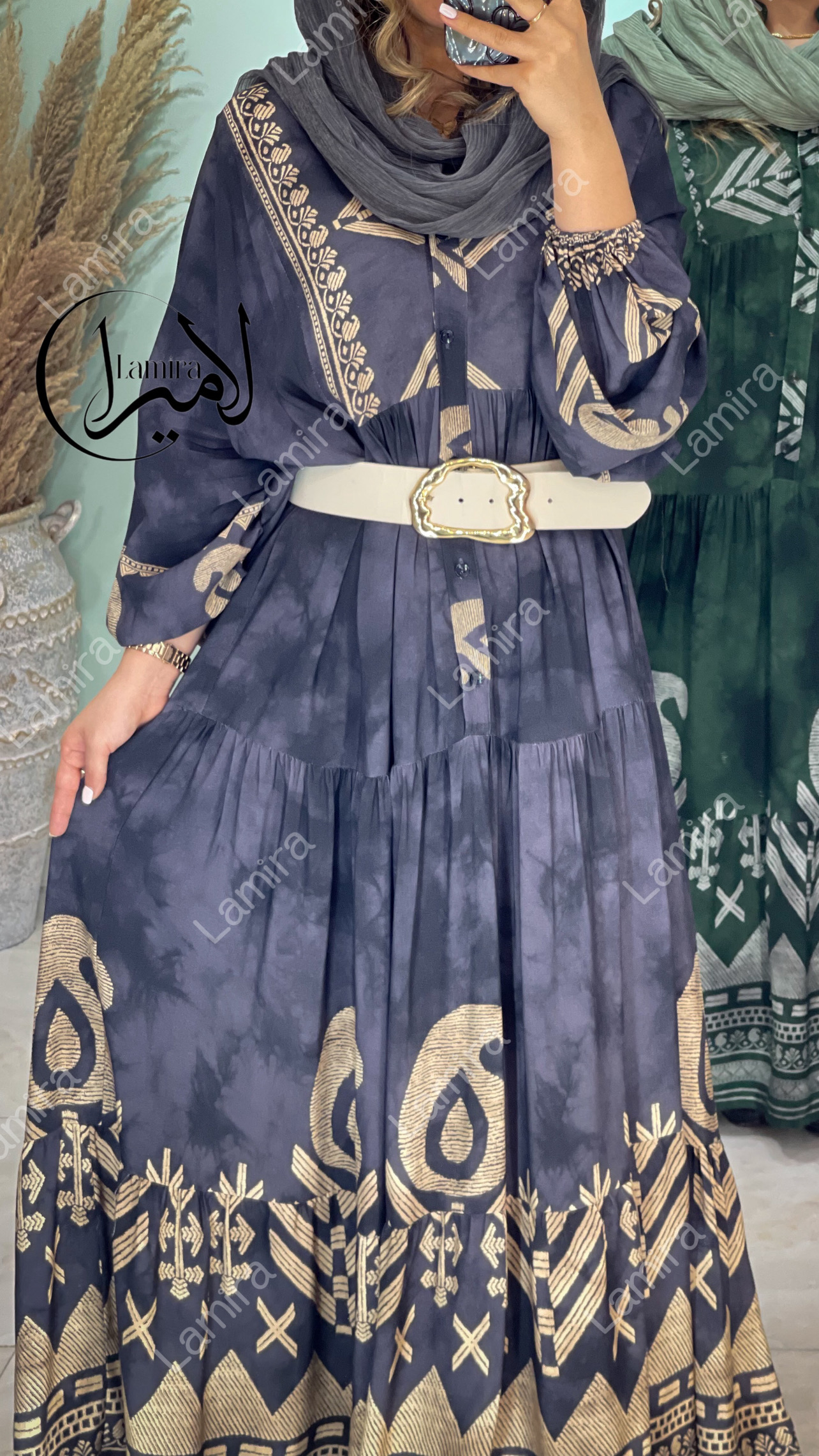 پیراهن نخی ساحلی طرح لاریسا