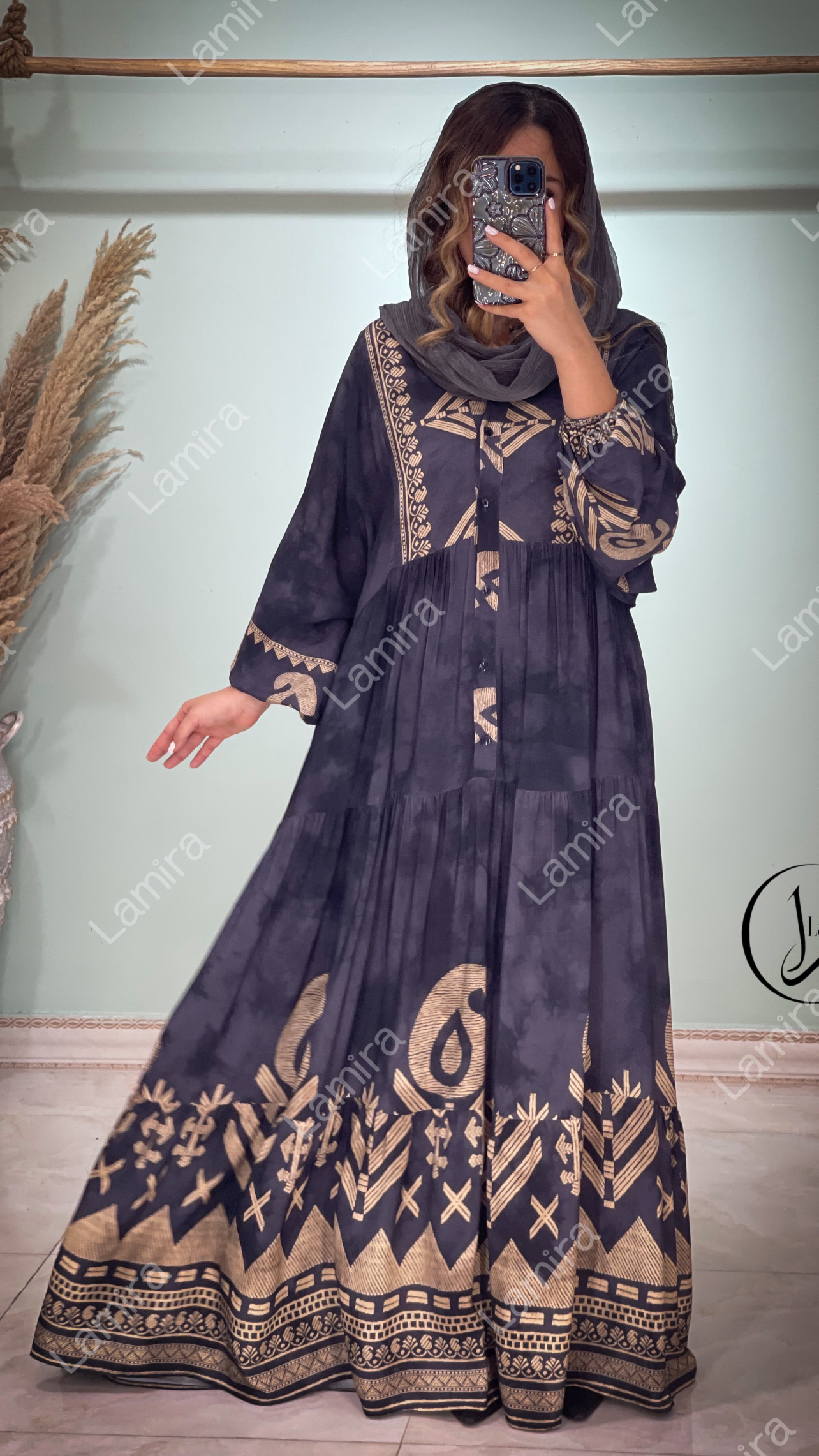 پیراهن نخی ساحلی طرح لاریسا