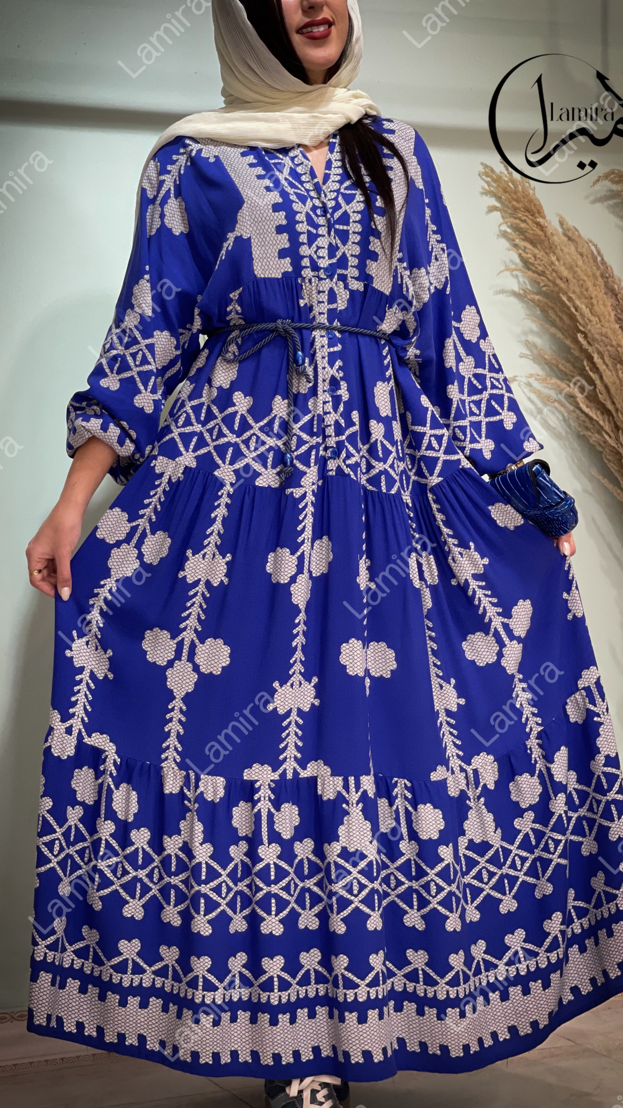 پیراهن نخی ساحلی طرح گلاره