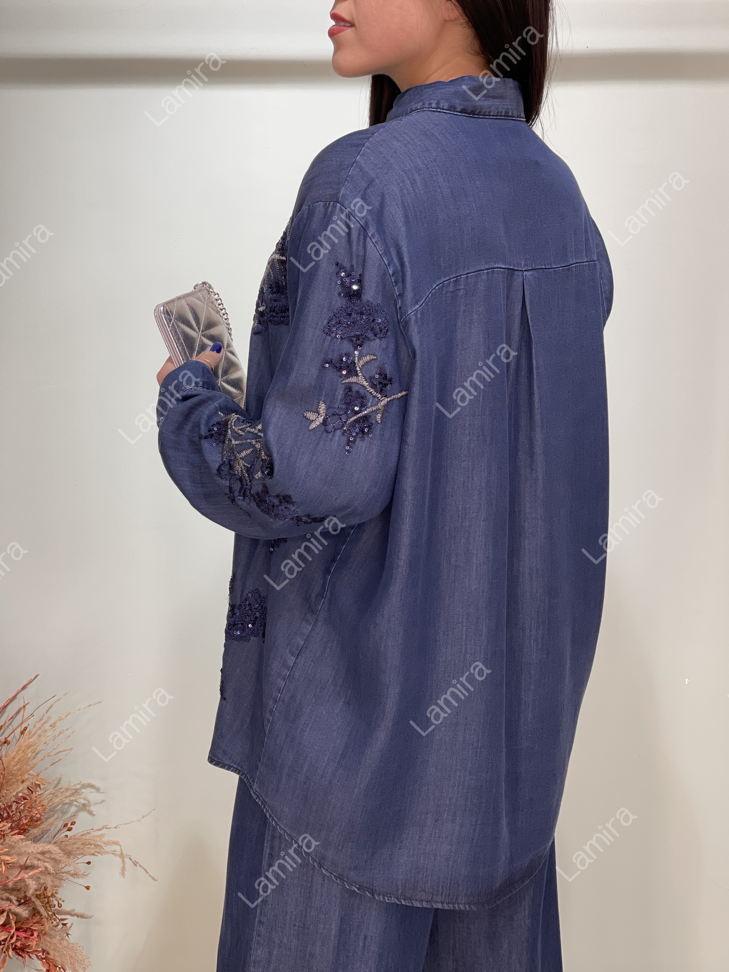 شومیز مجلسی جین طرح سرخس