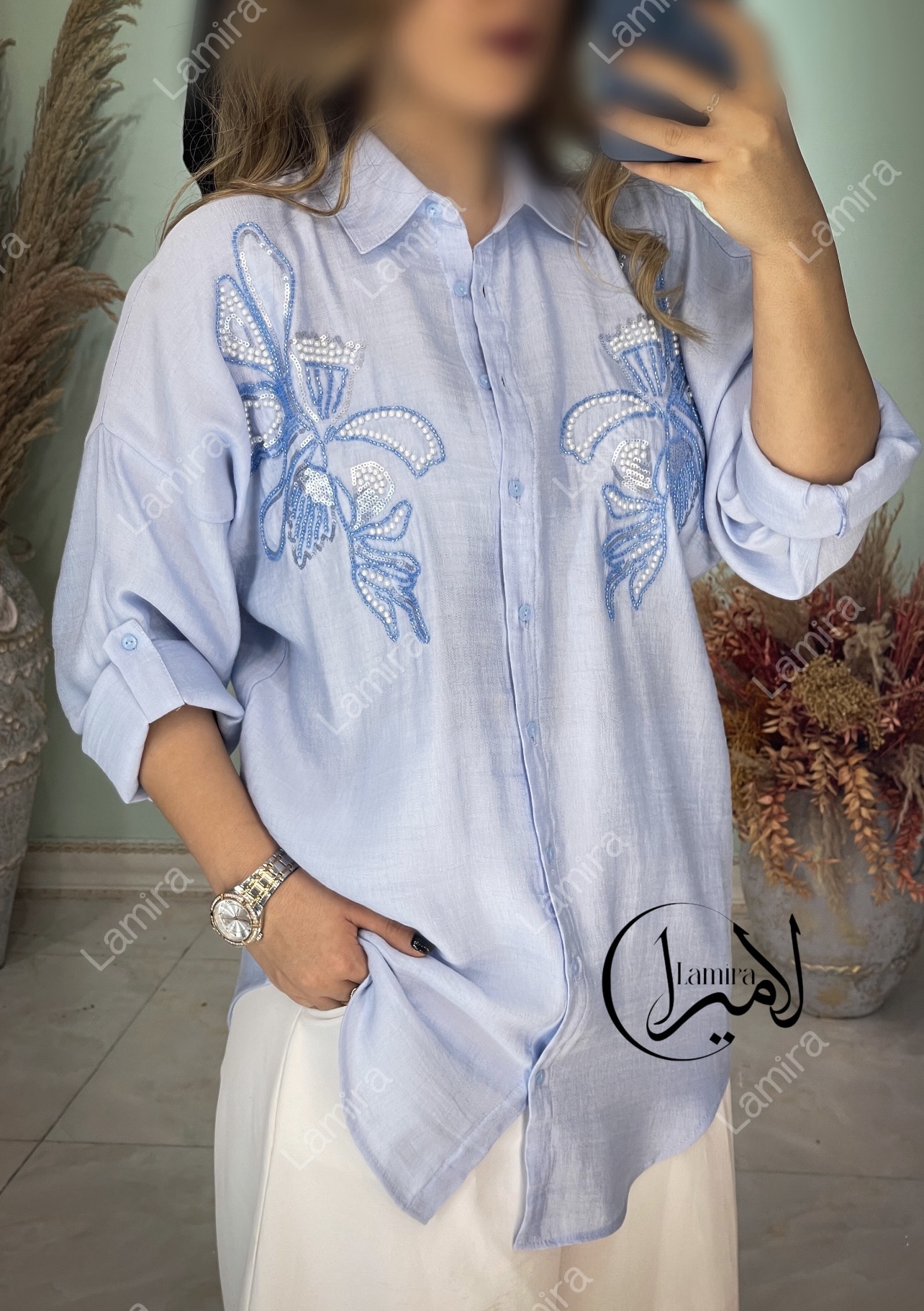 شومیز مانتویی مجلسی طرح لروکس
