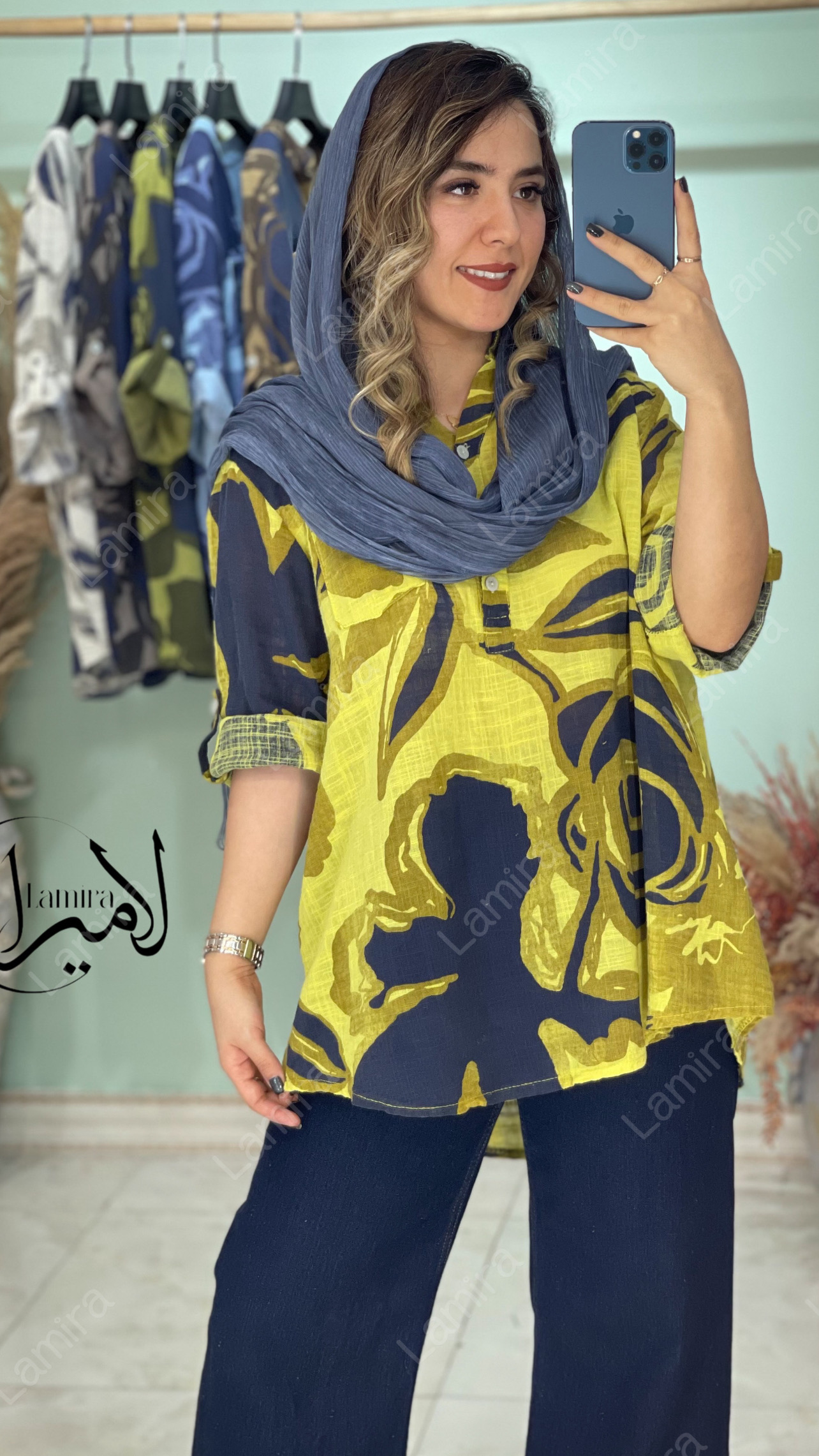 شومیز لینن ایتالیایی طرح برگ جدید