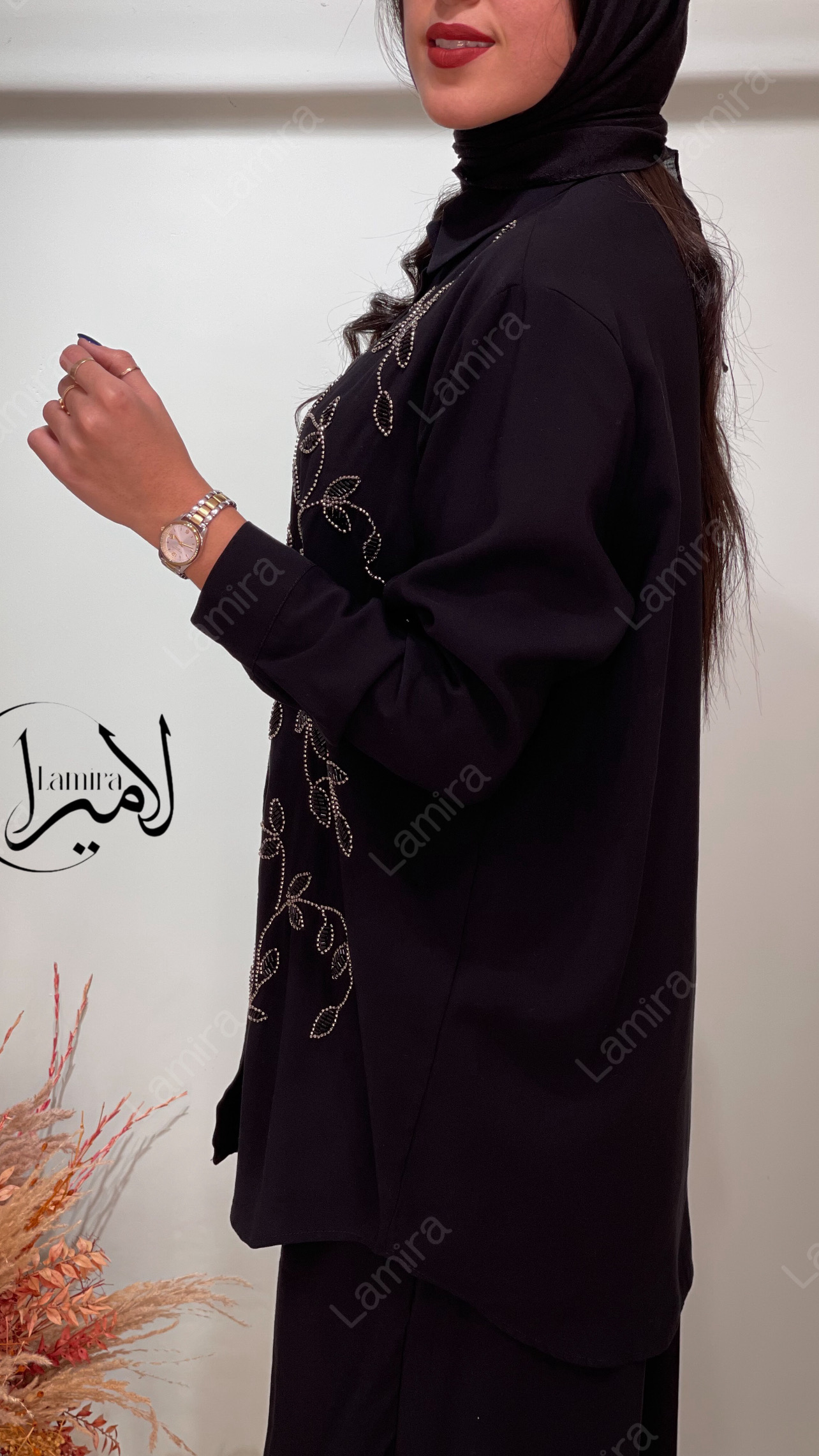 شومیز دکمه دار مجلسی طرح برگریزان