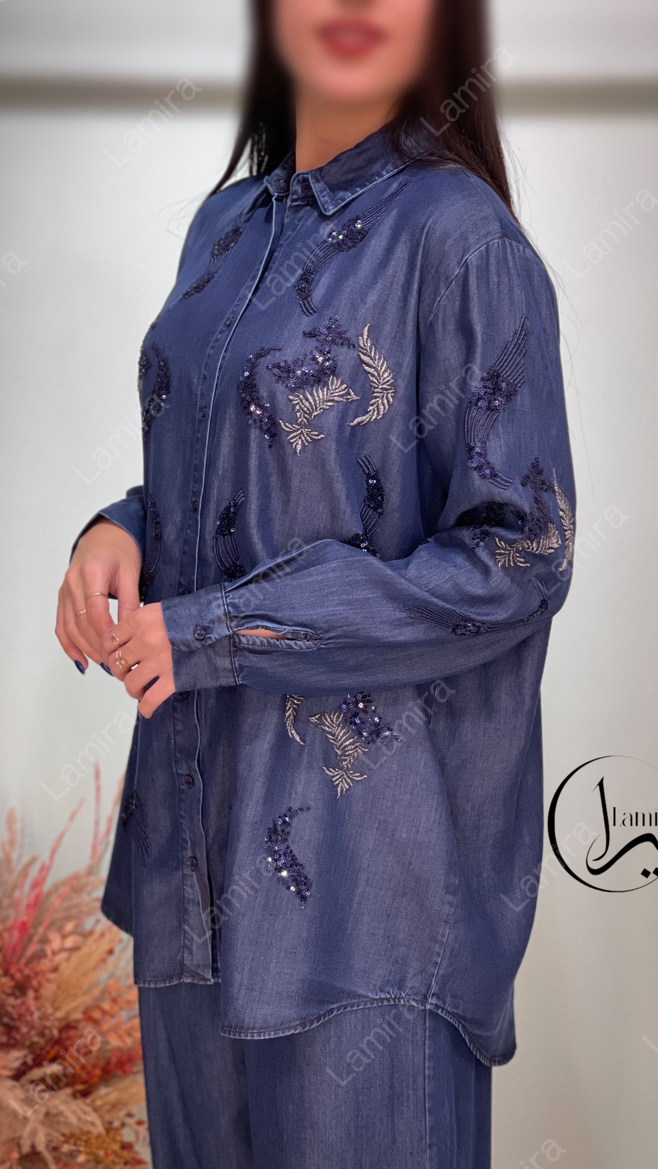 شومیز مجلسی جین ابریشمی طرح اورنوس
