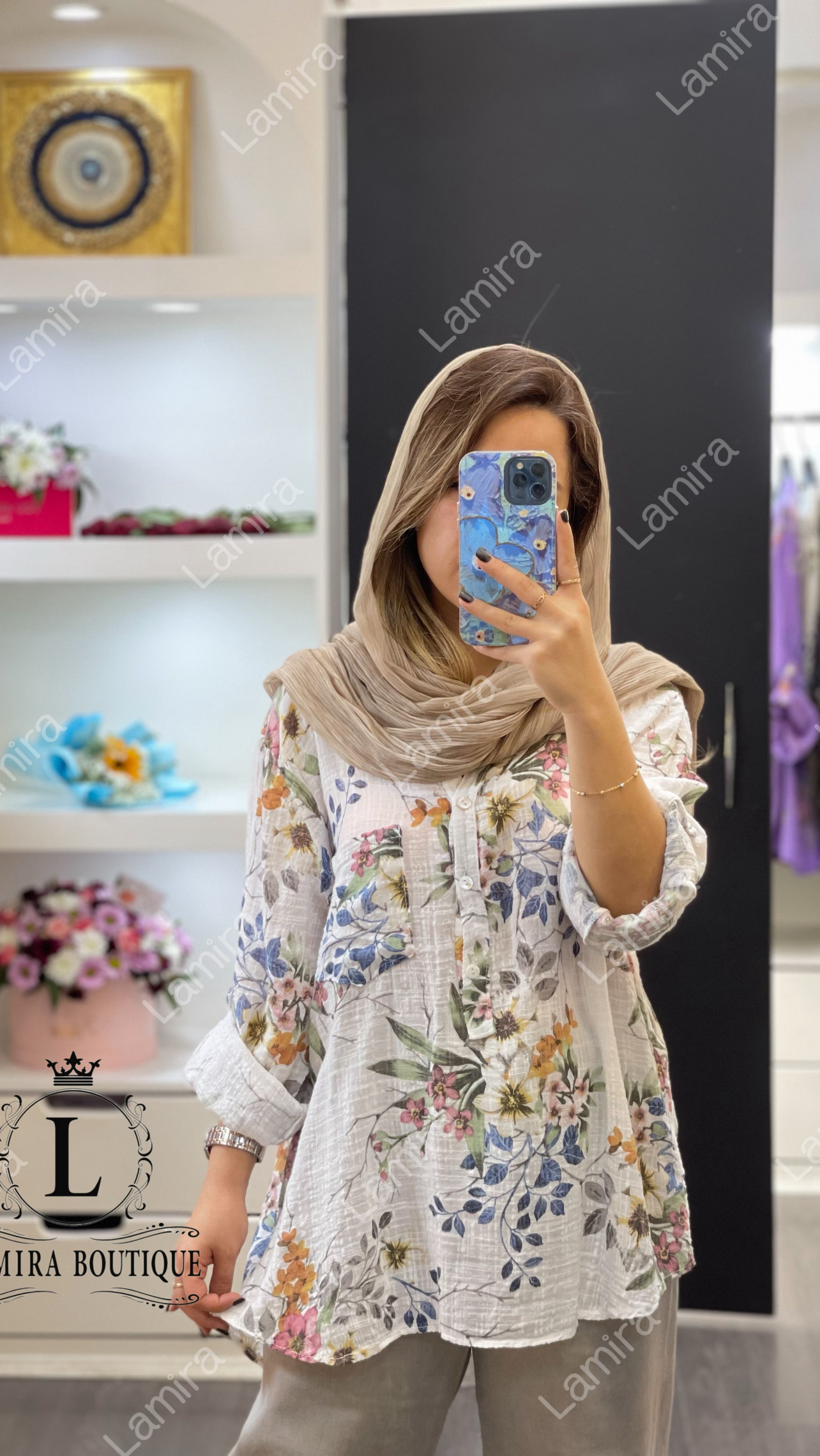 شومیز مانتویی لینن ایتالیایی طرح بهار جدید