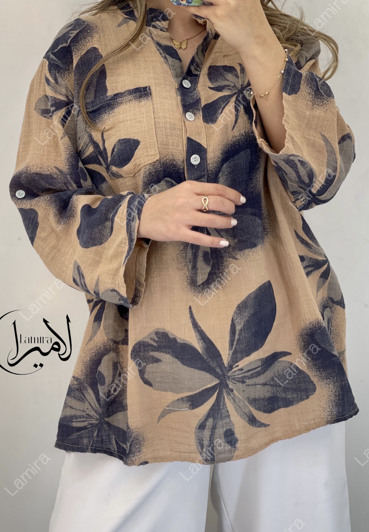 شومیز لینن ایتالیایی طرح گلاره