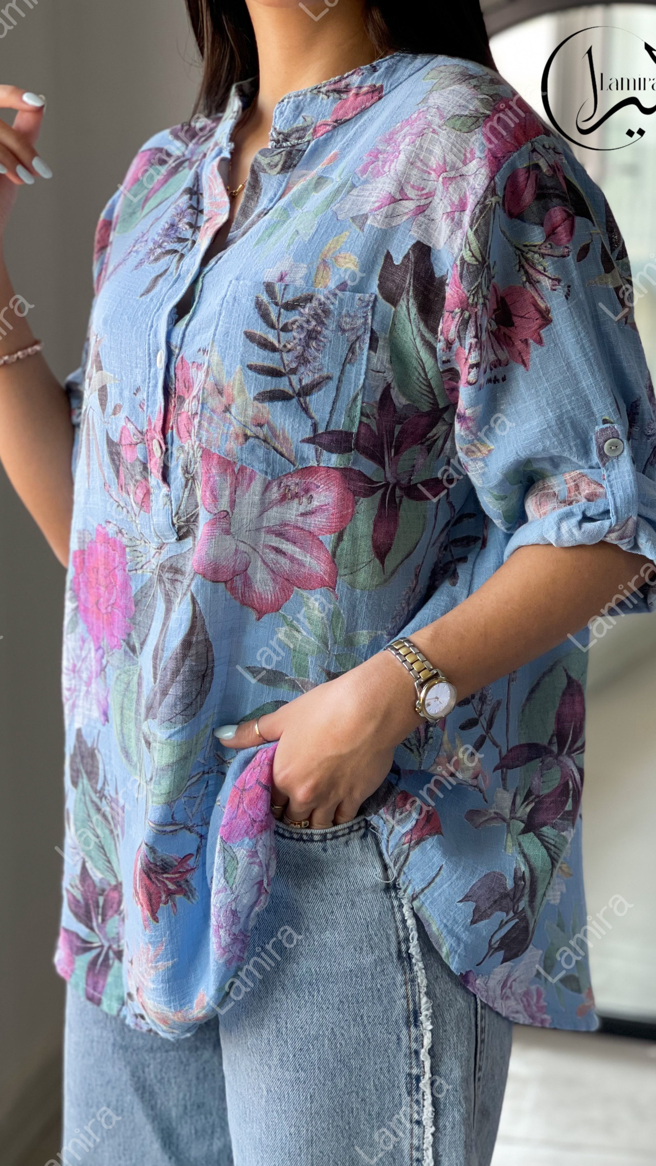 شومیز لینن ایتالیایی طرح طناز