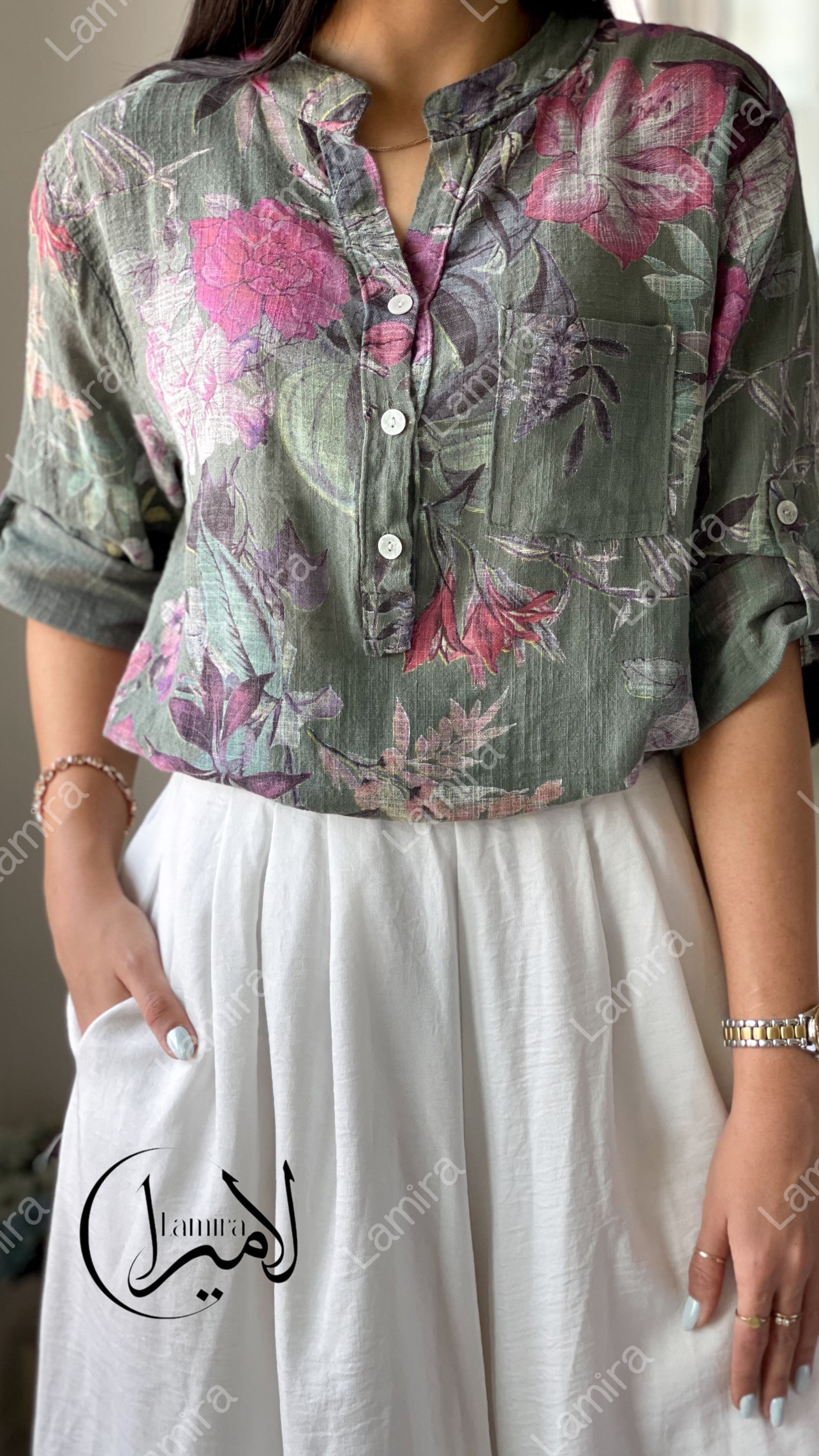 شومیز لینن ایتالیایی طرح طناز