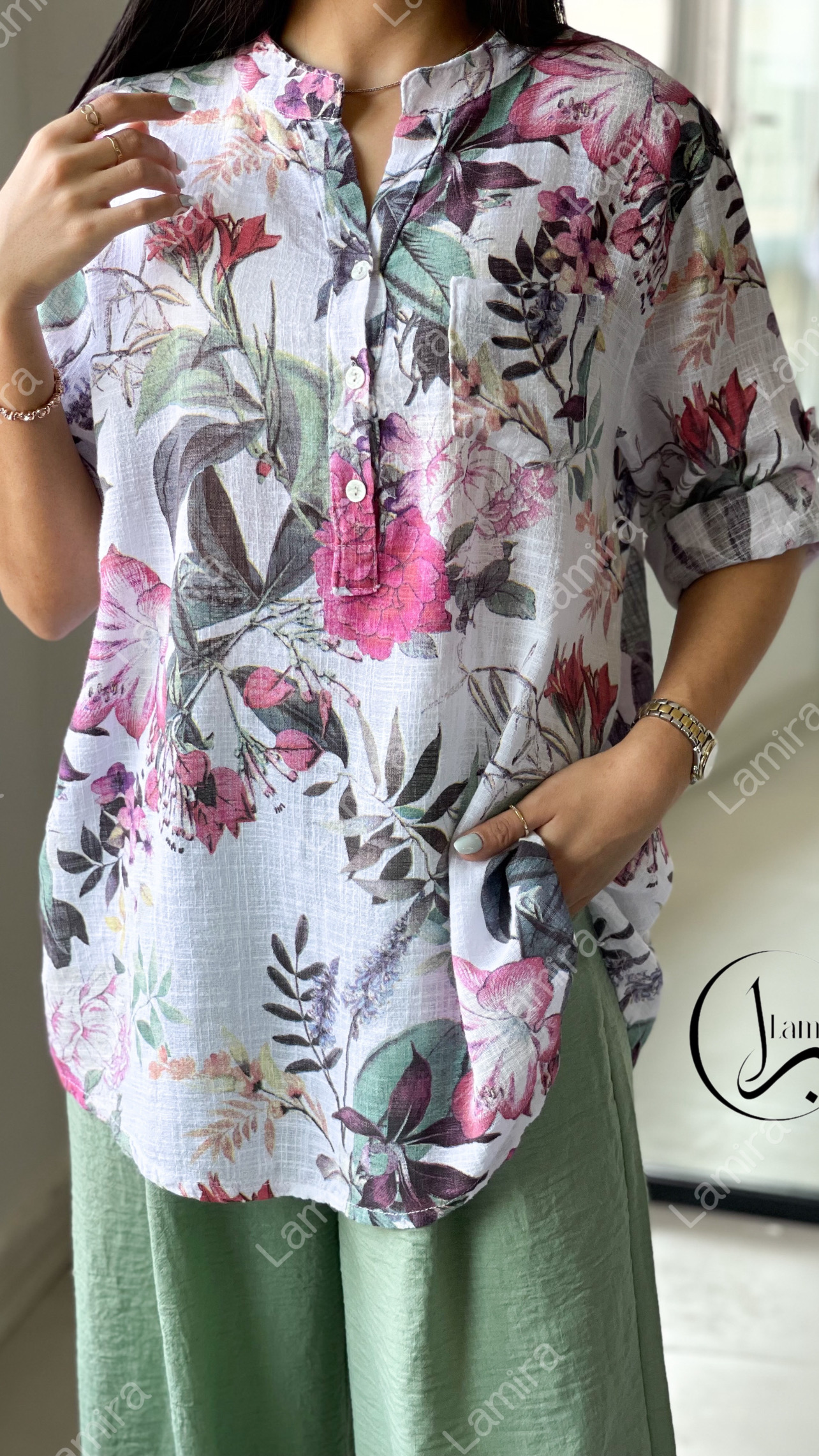 شومیز لینن ایتالیایی طرح طناز