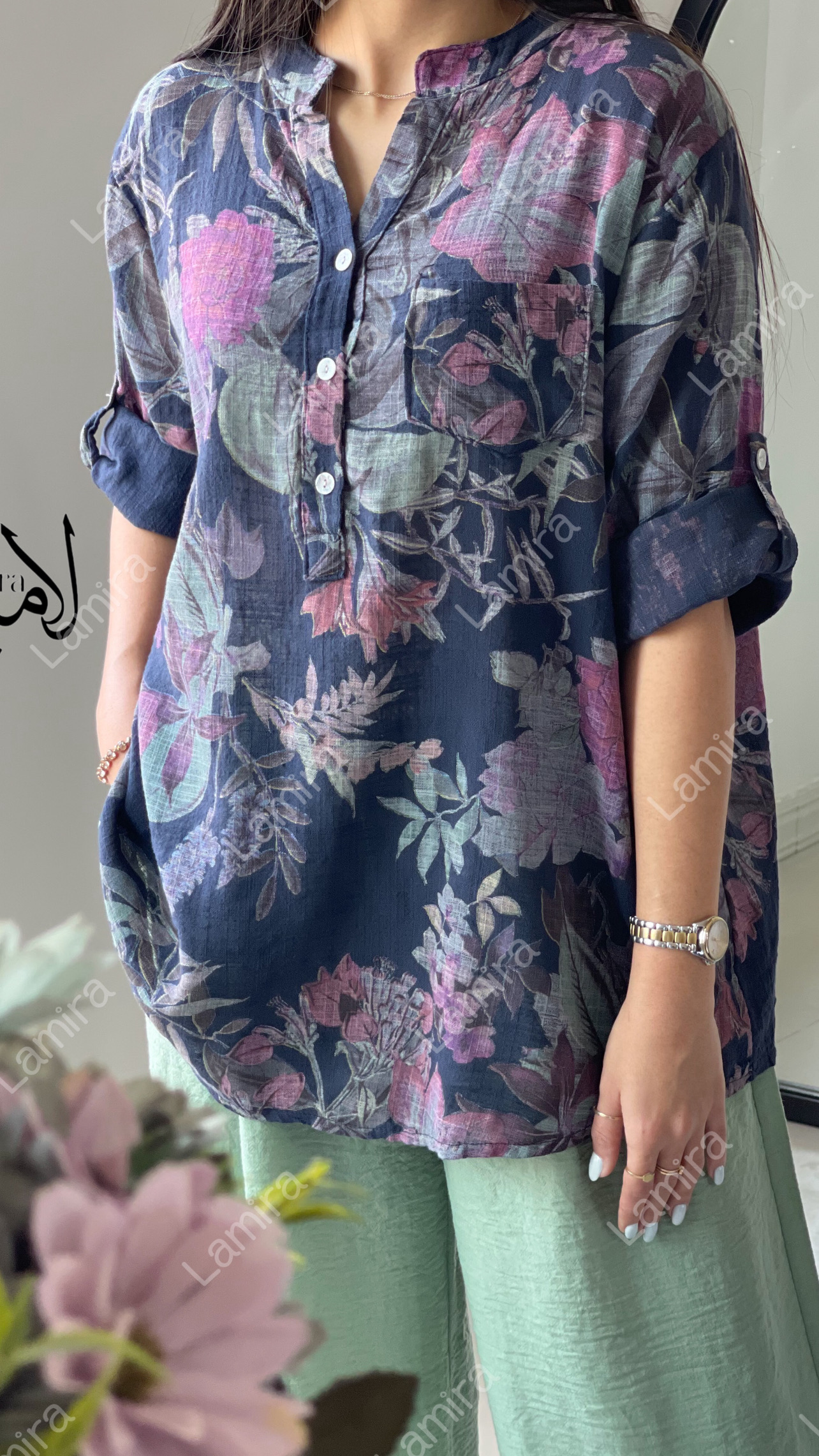 شومیز لینن ایتالیایی طرح طناز