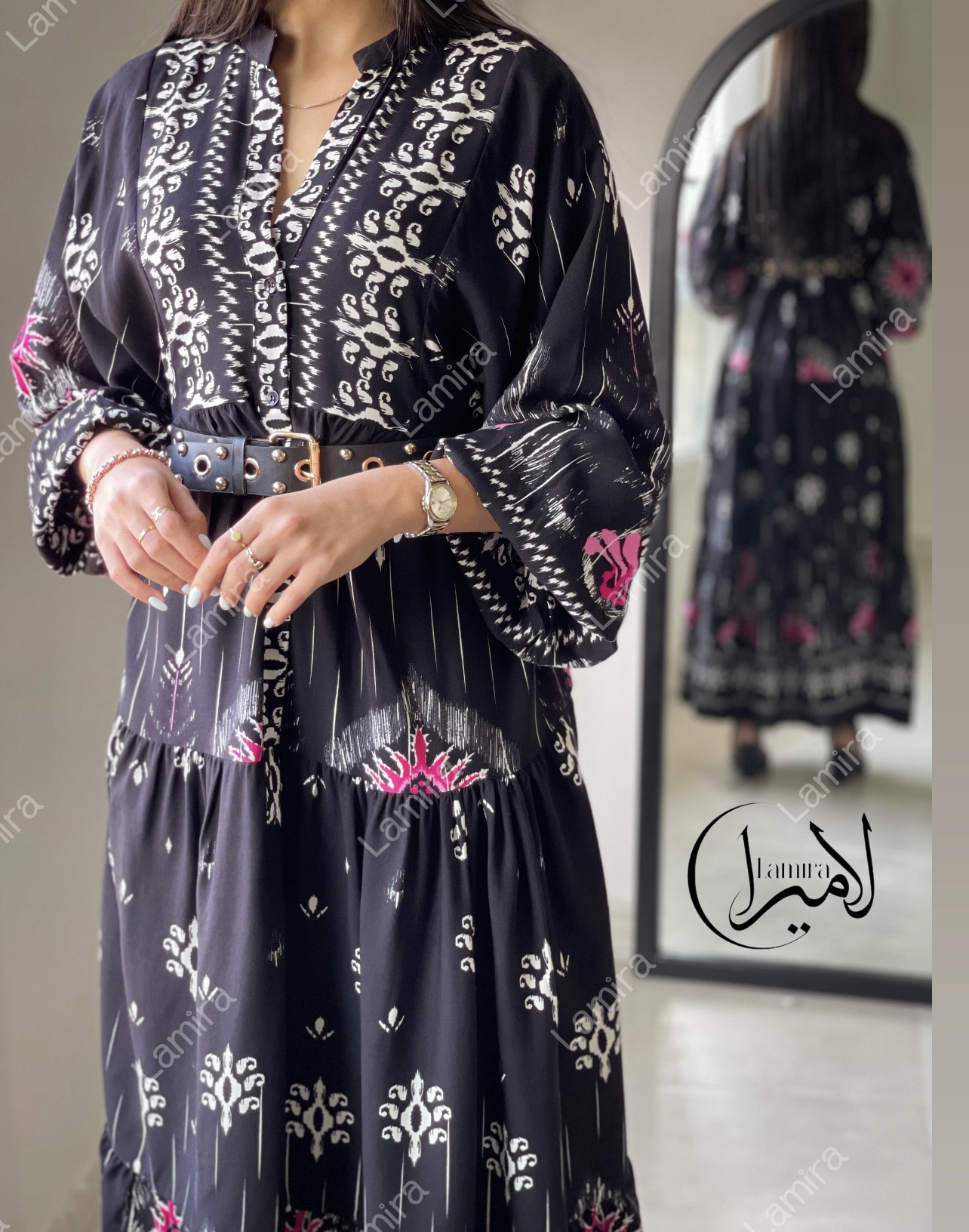 پیراهن نخی ترک طرح آلاله
