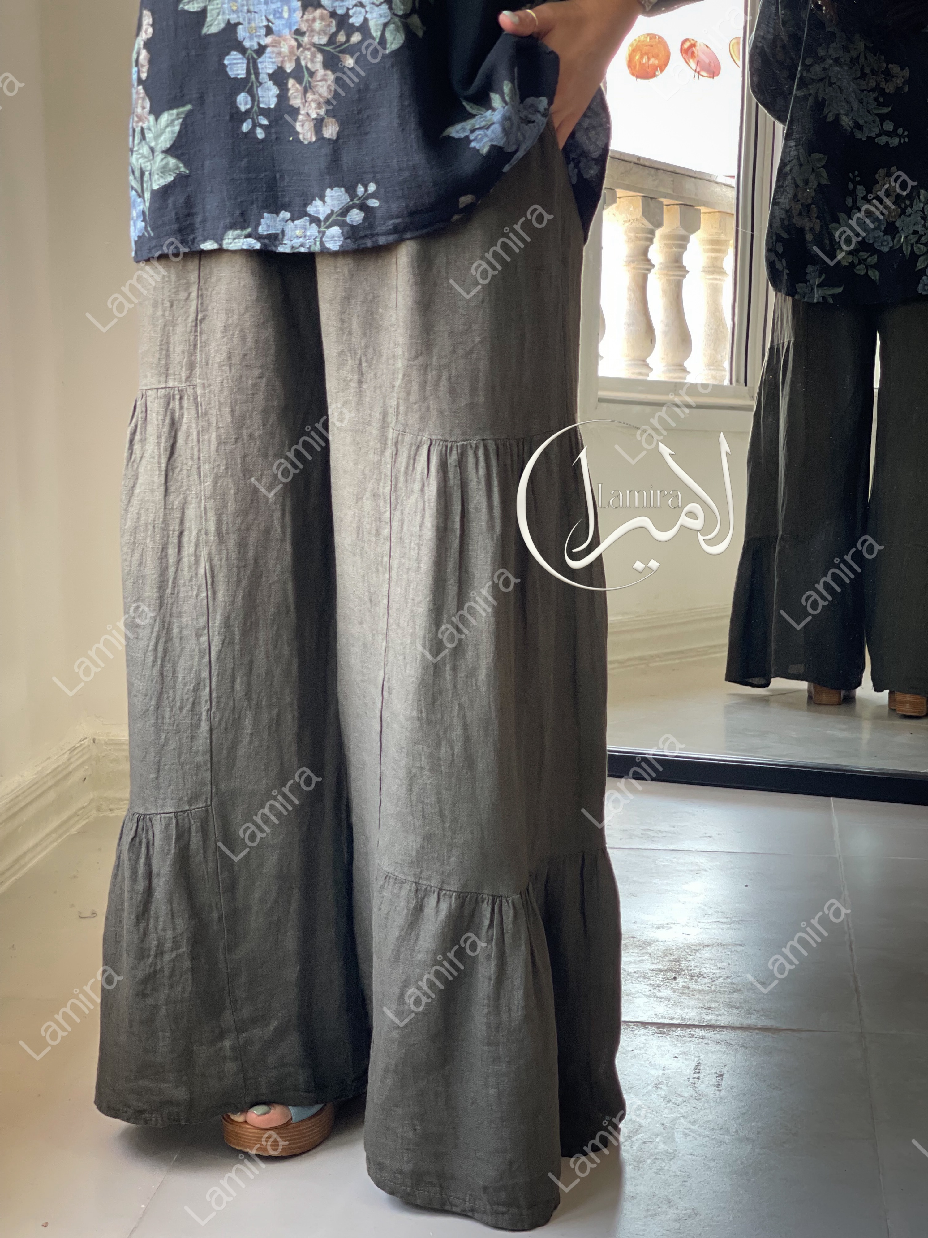 شلوار لینن ایتالیایی دو چین