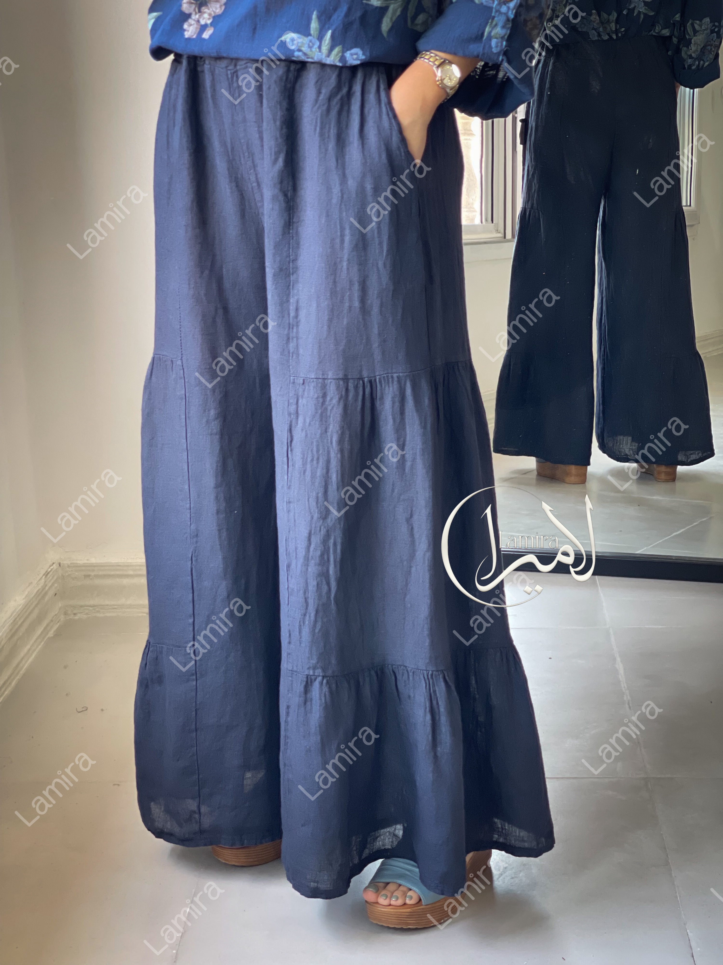شلوار لینن ایتالیایی دو چین