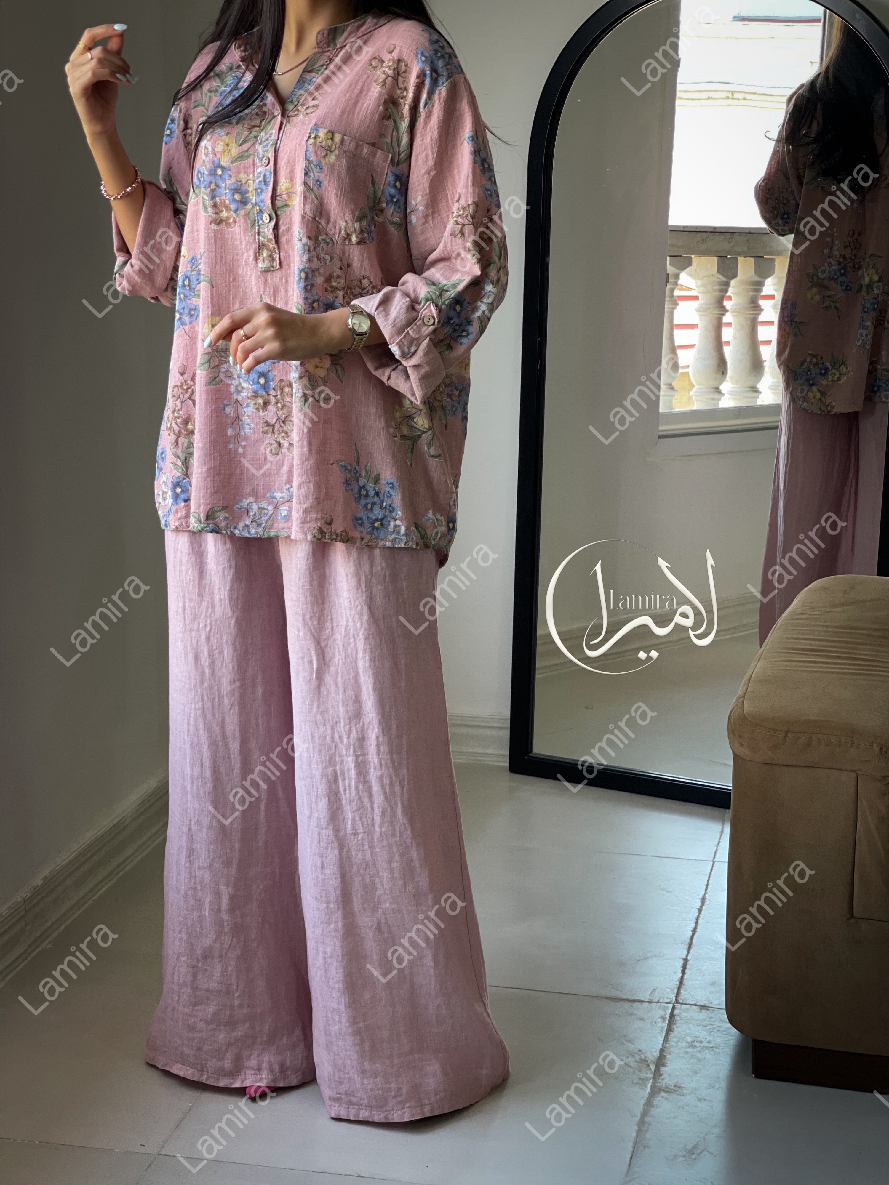 شلوار دو دکمه چوبی ساده