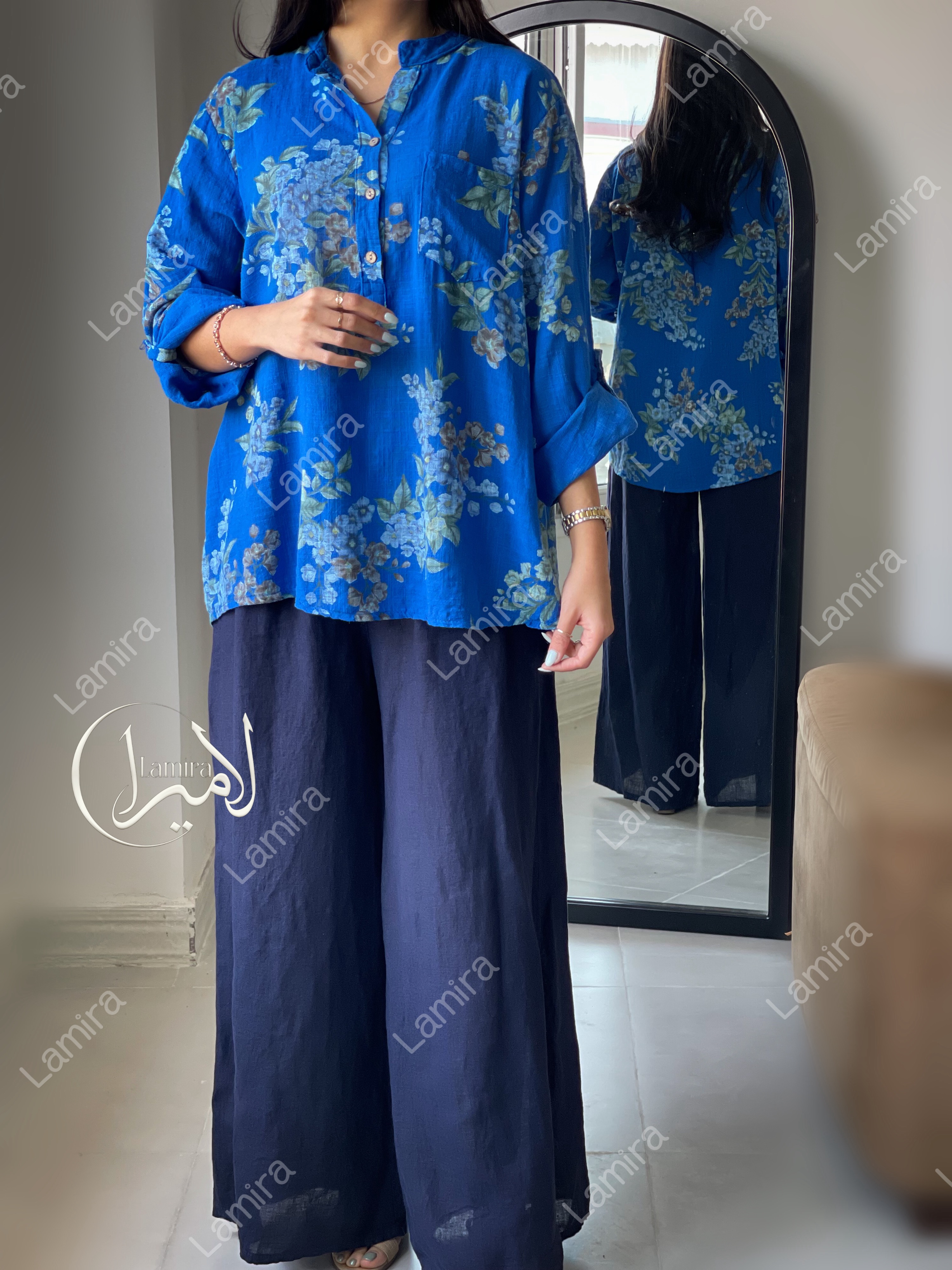 شلوار دو دکمه چوبی ساده