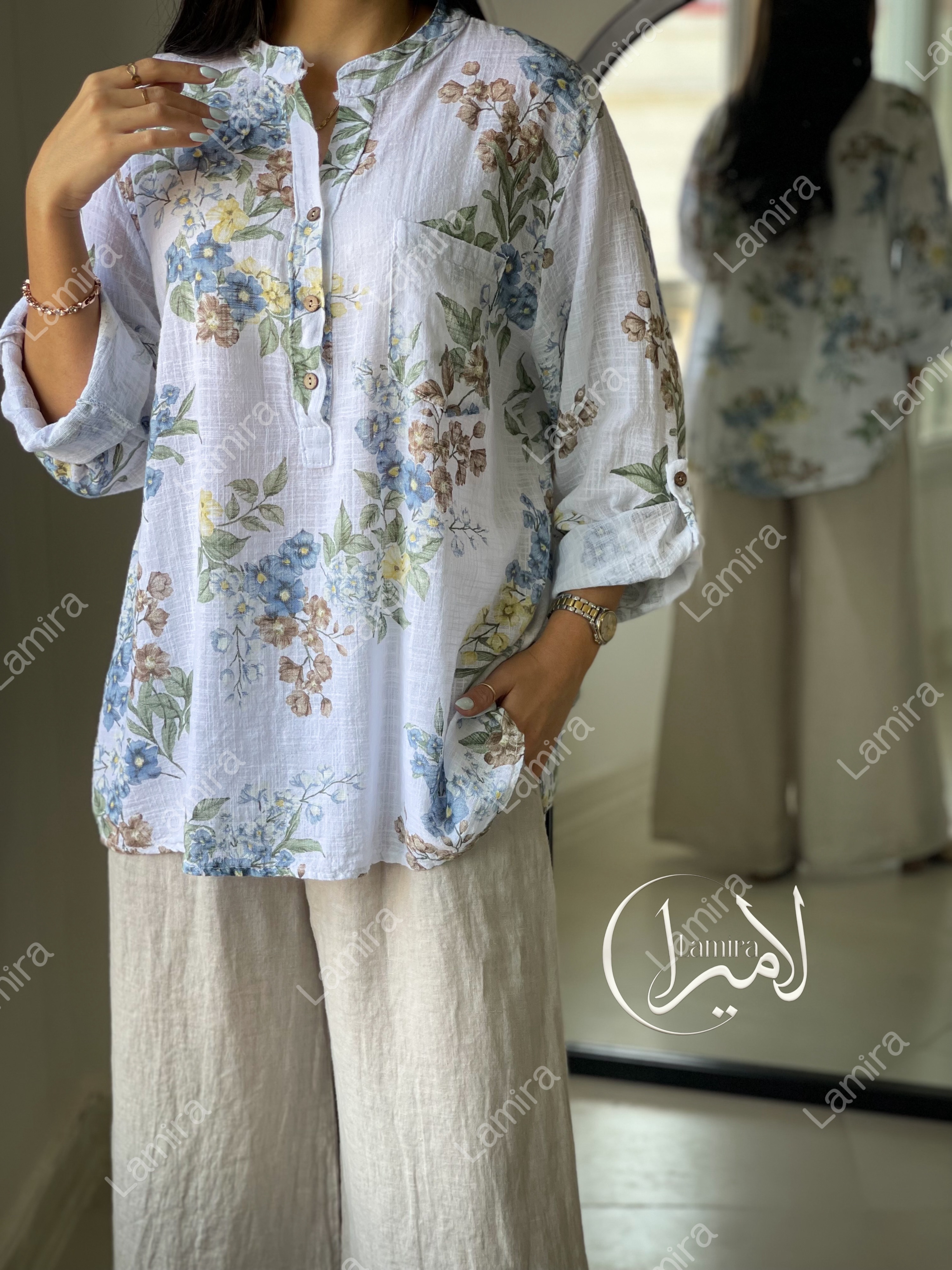 شومیز لینن ایتالیایی طرح آوریل