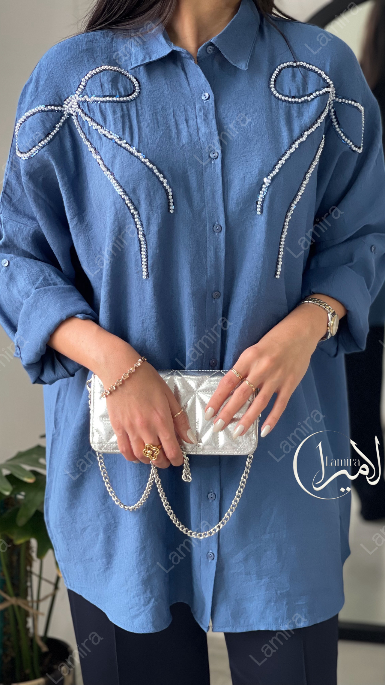 شومیز مجلسی مانتویی طرح پاپیون
