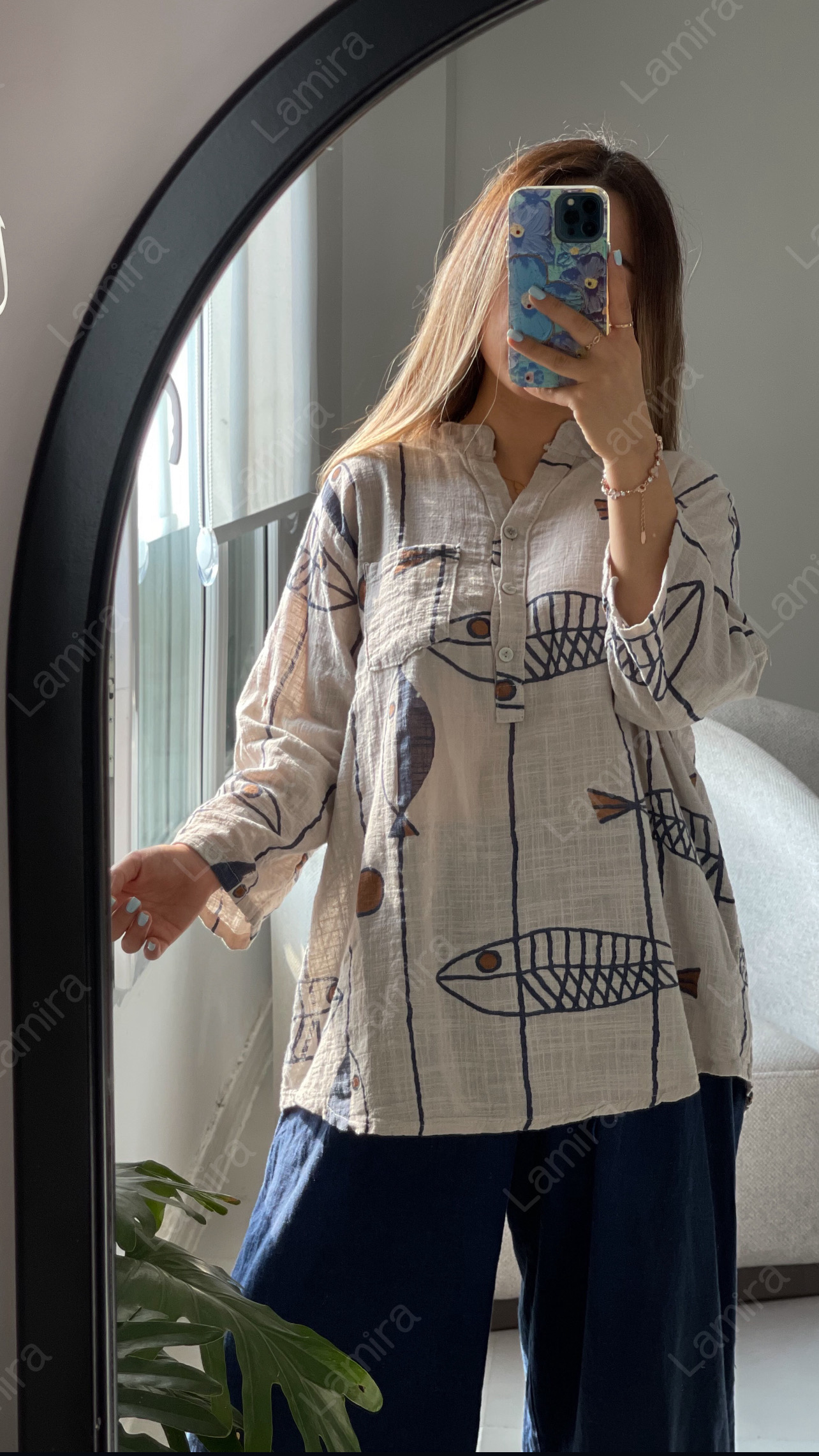 شومیز لینن ایتالیایی طرح فیش