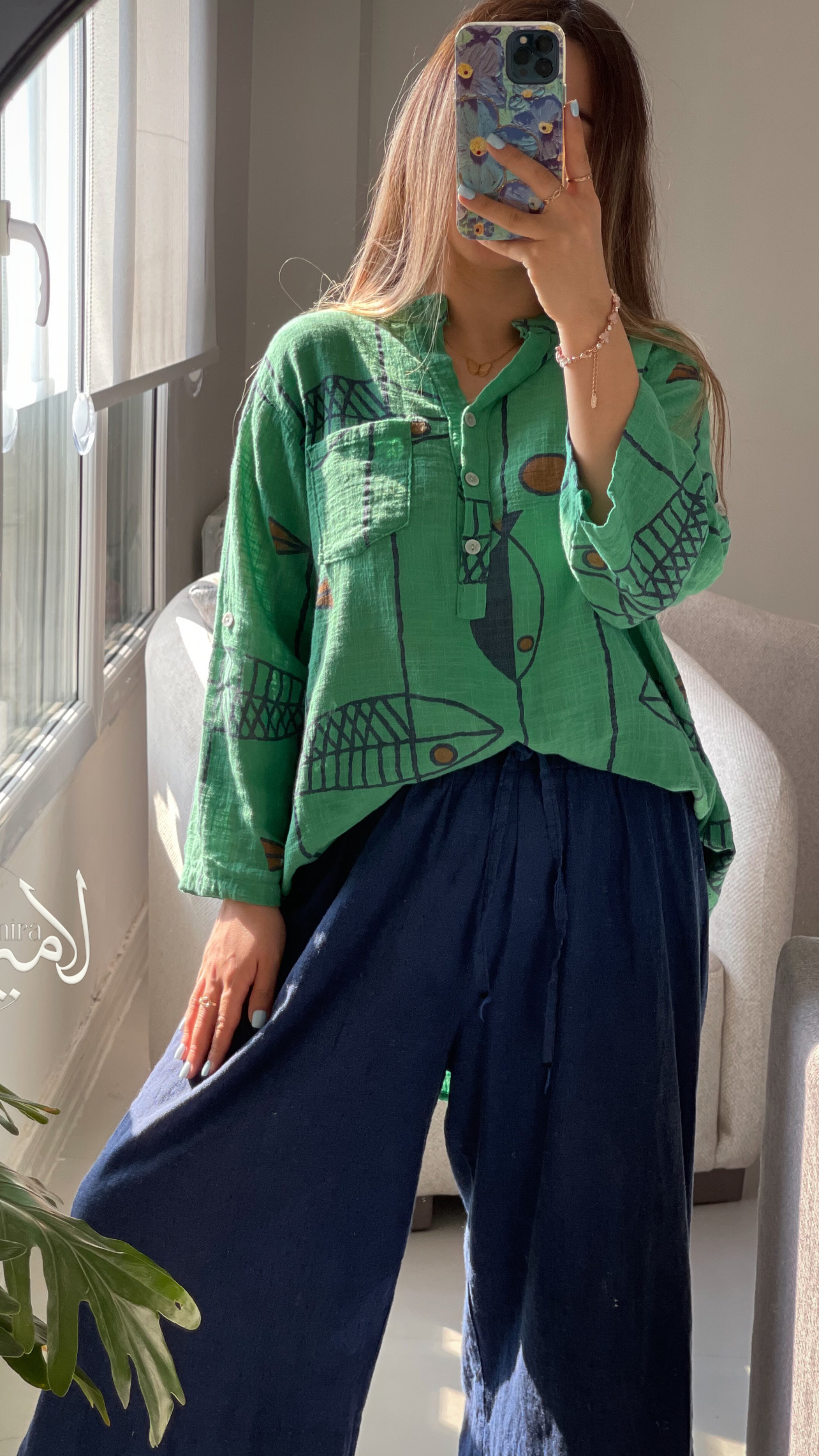 شومیز لینن ایتالیایی طرح فیش