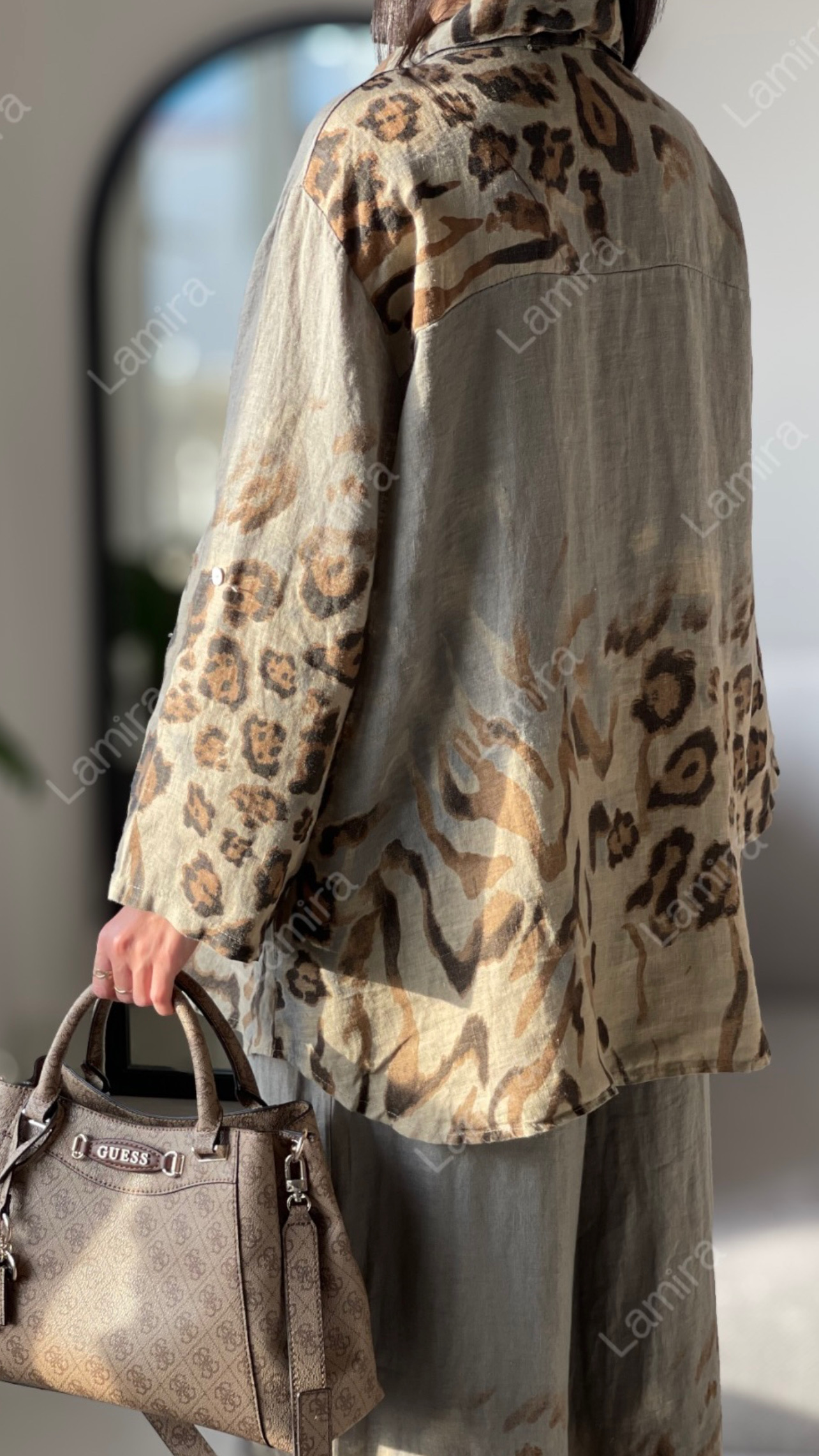 ست لینن ایتالیایی گرم بالا طرح پلنگی