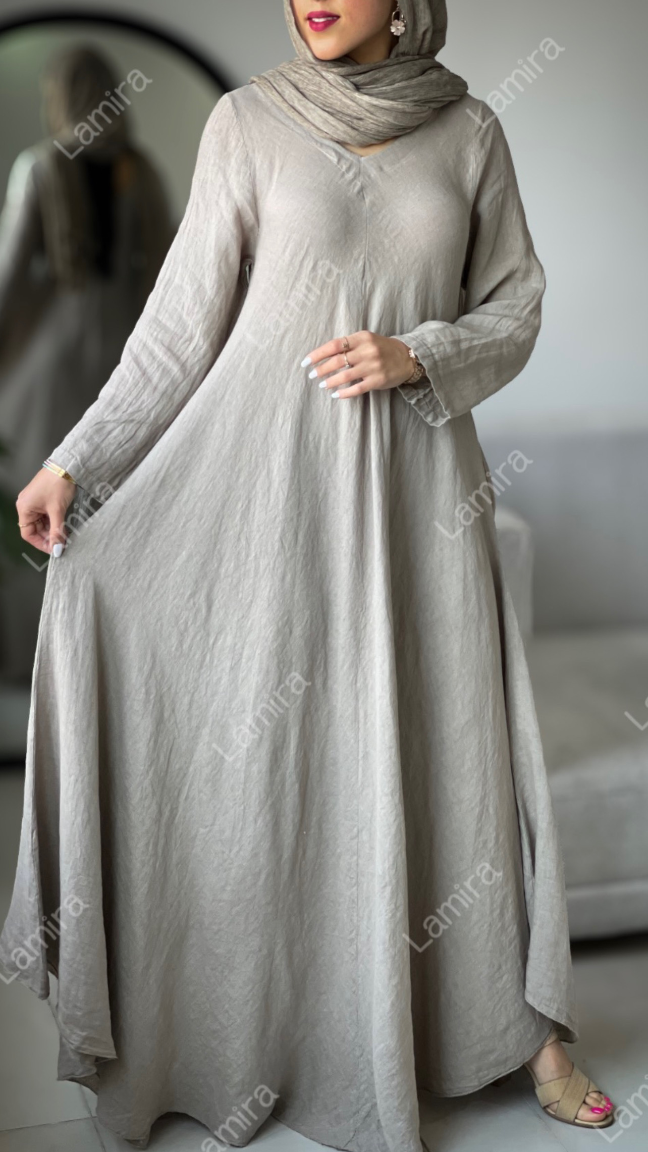 پیراهن سوپر کلوش لینن ایتالیایی طرح ساده