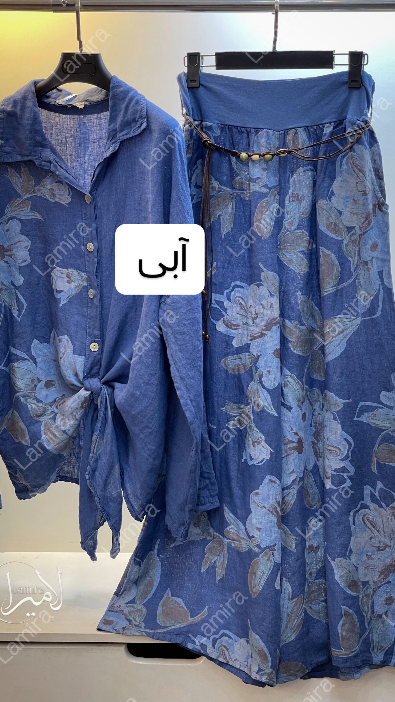 ست گره ای شومیز شلوار لینن ایتالیایی
