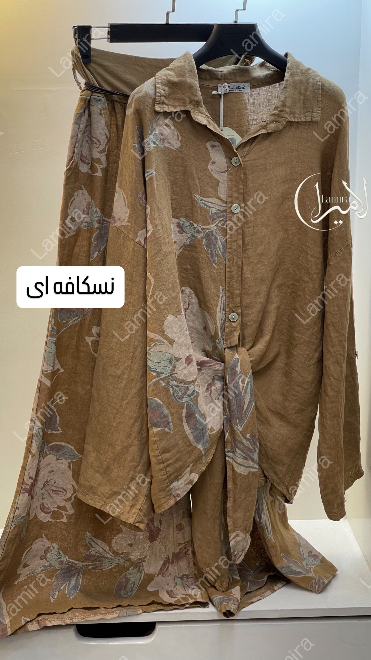 ست گره ای شومیز شلوار لینن ایتالیایی