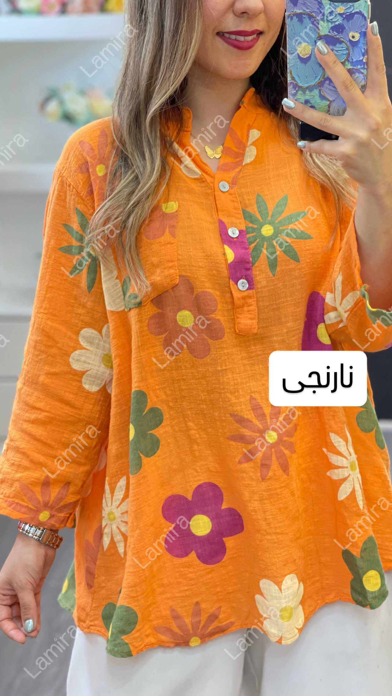شومیز لینن ایتالیایی طرح میخک