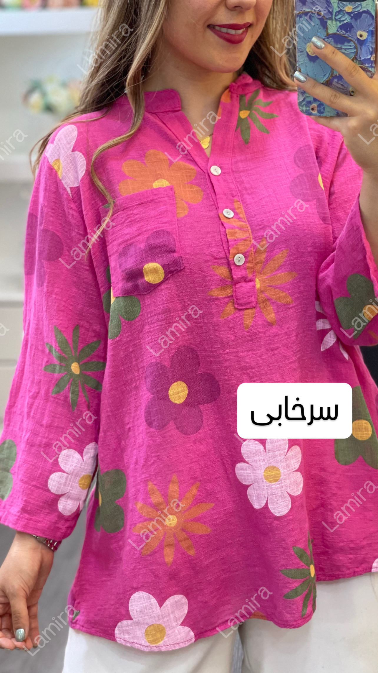 شومیز لینن ایتالیایی طرح میخک