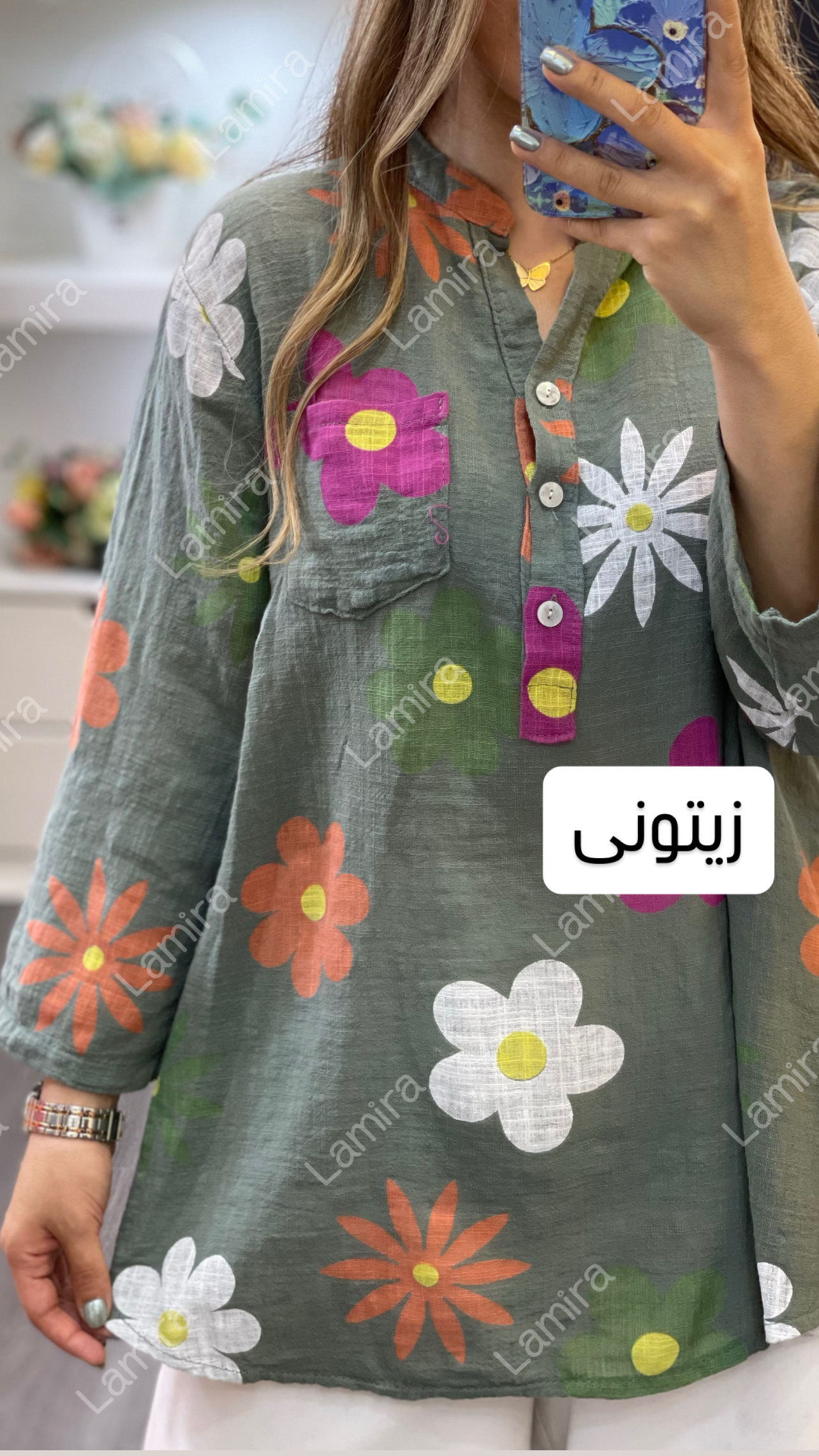 شومیز لینن ایتالیایی طرح میخک