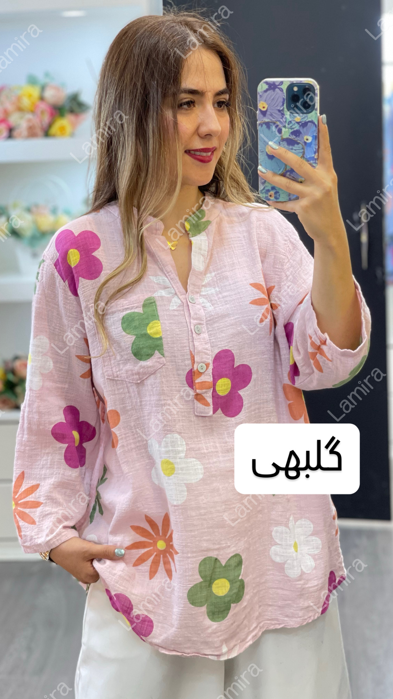 شومیز لینن ایتالیایی طرح میخک