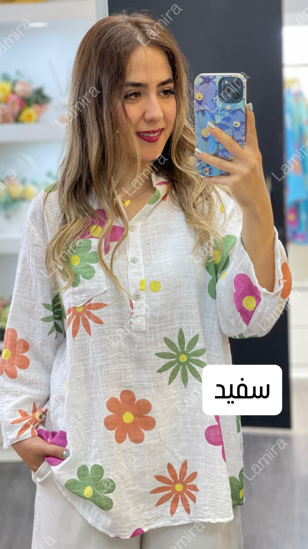 شومیز لینن ایتالیایی طرح میخک