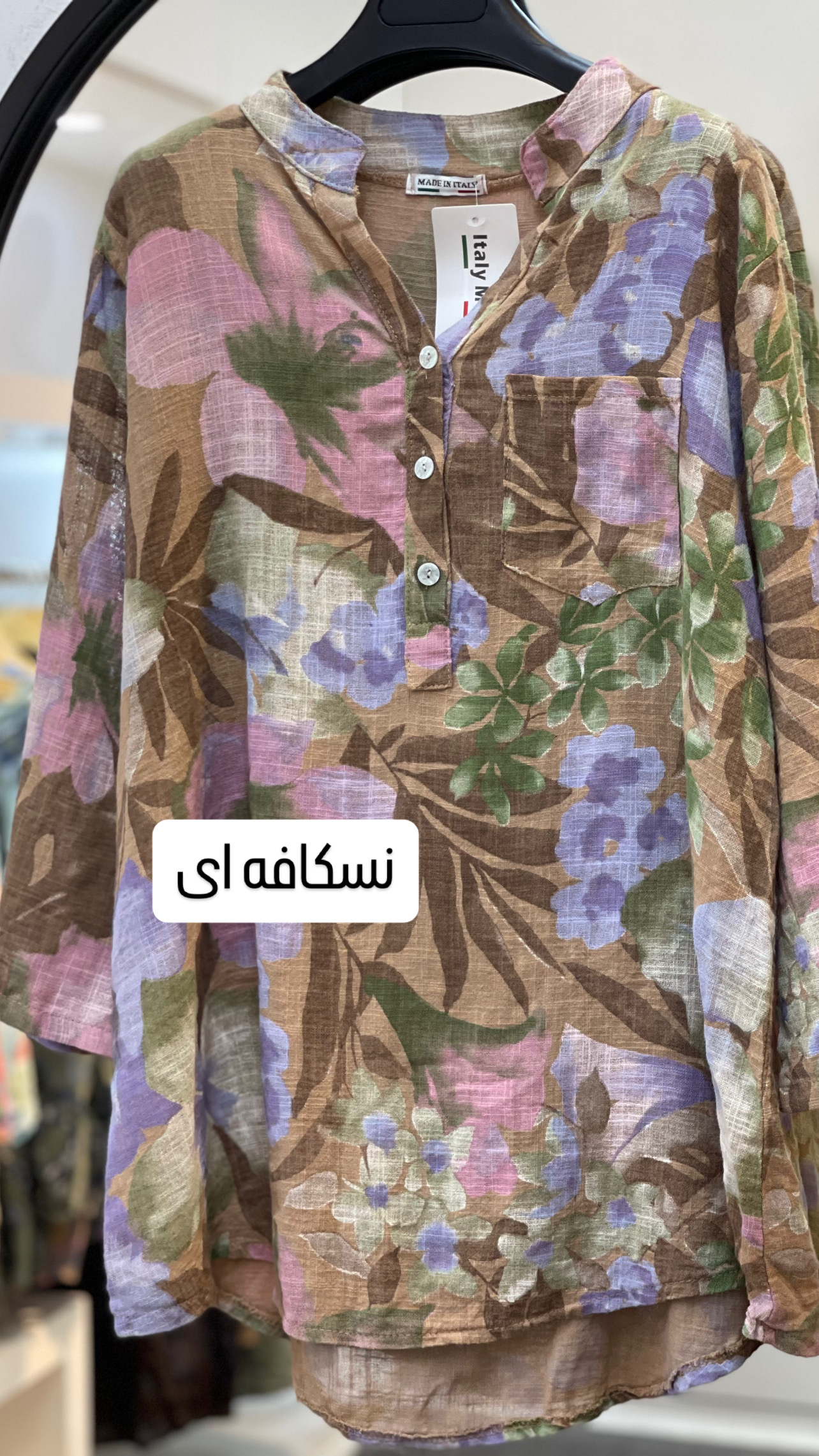 شومیز لینن ایتالیایی طرح گلایل