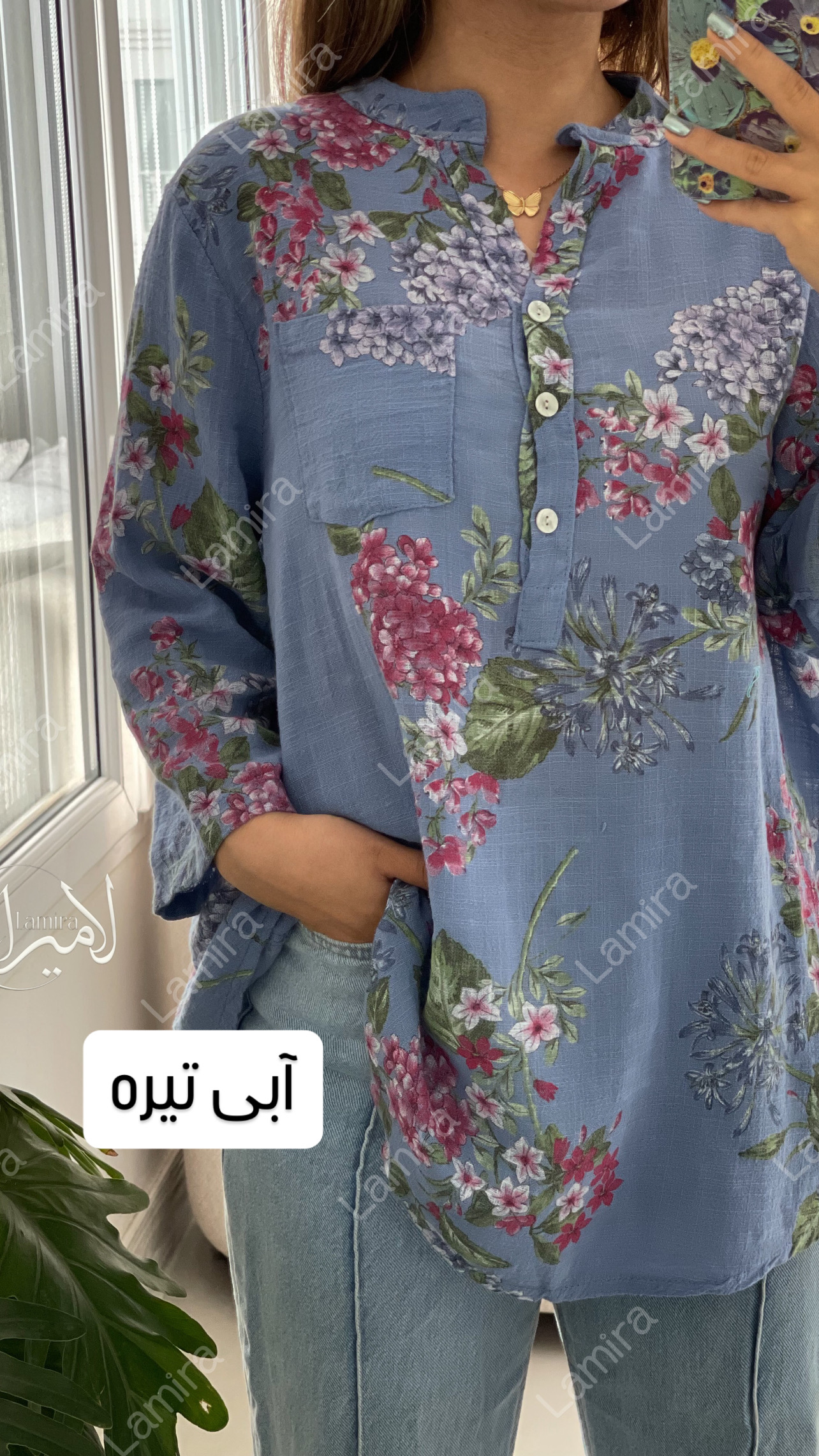 شومیز لینن ایتالیایی طرح گلریزان