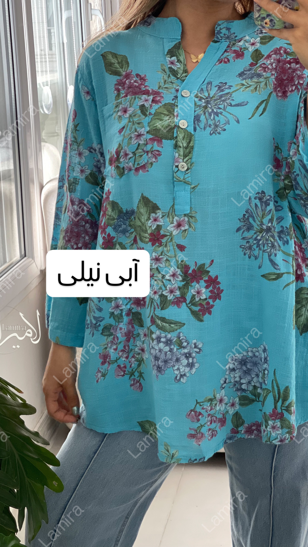 شومیز لینن ایتالیایی طرح گلریزان